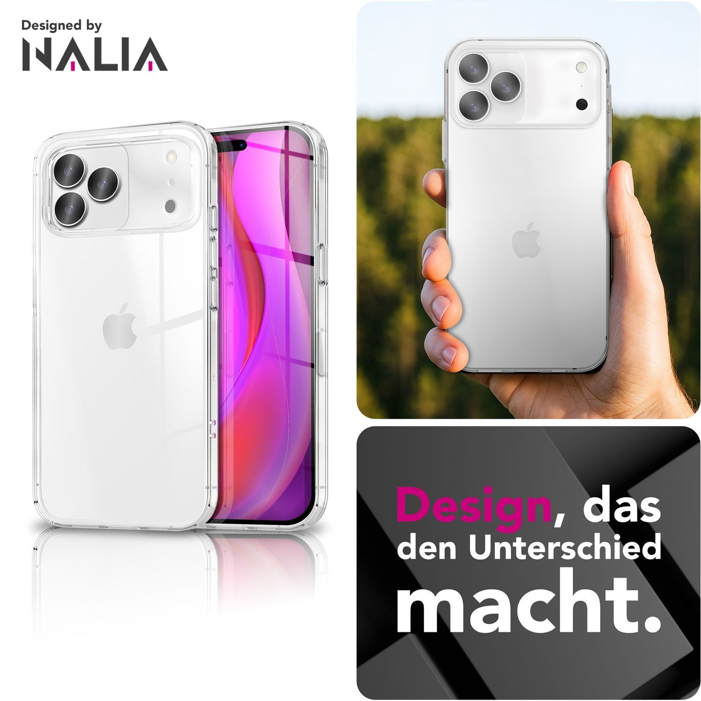 Husă NALIA AirFlex Crystal Clear - Dimensiune pentru iPhone 17 Pro Max, Silicon TPU, Anti-Îngălbenire
