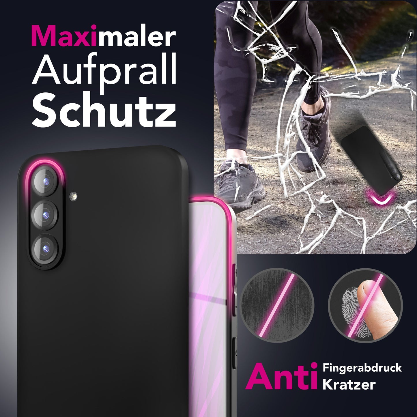 NALIA Hülle Strider - Ultradünn 1,28mm Soft-Touch TPU Staubschutz Tasten Schwarz