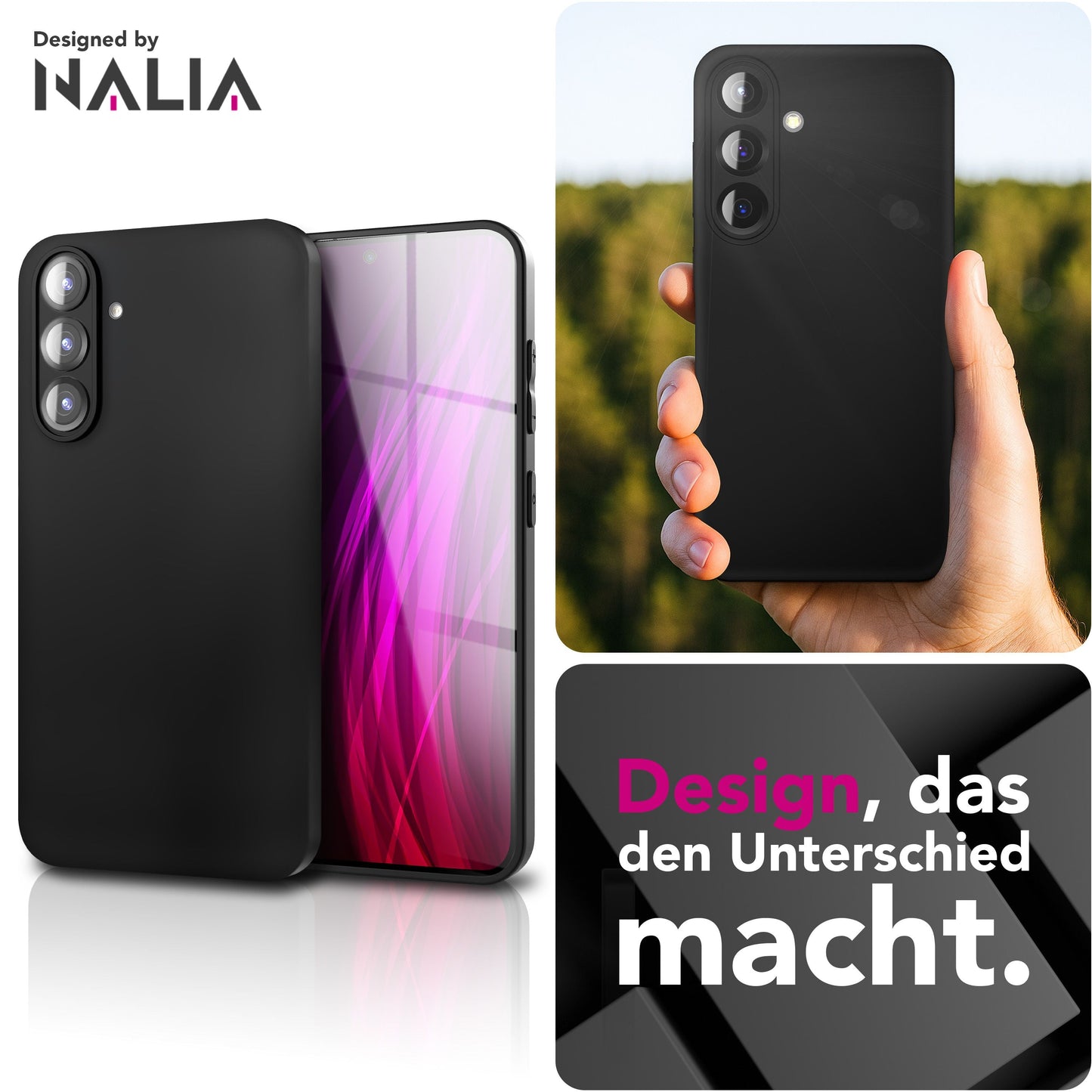 NALIA Hülle Strider - Ultradünn 1,28mm Soft-Touch TPU Staubschutz Tasten Schwarz