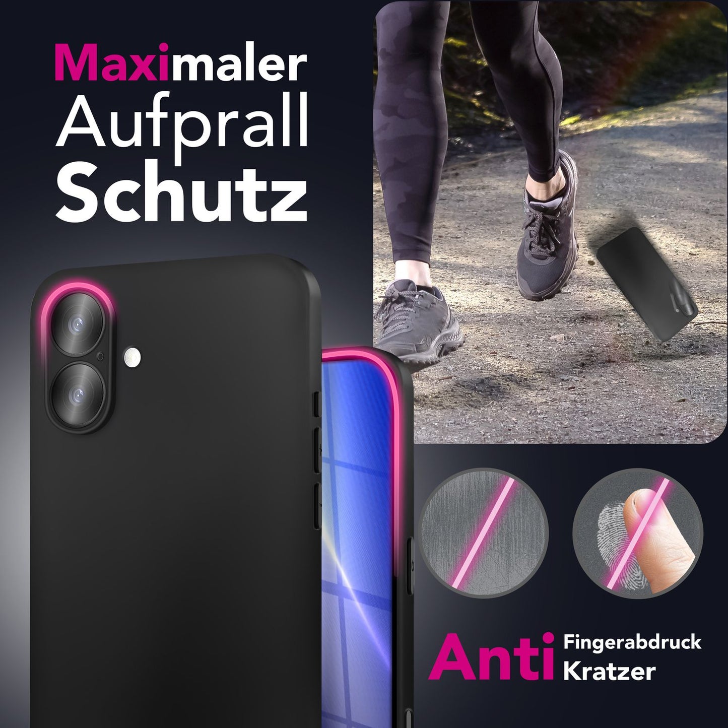 NALIA Hülle Strider für Apple iPhone 17 (Mattes Slim-Case) - 1,28mm Dünn, Flexibles TPU Silikon, Integrierter Tastenschutz, Fingerabdruck-Reduzierend, Handy Schutzhülle - Schwarz