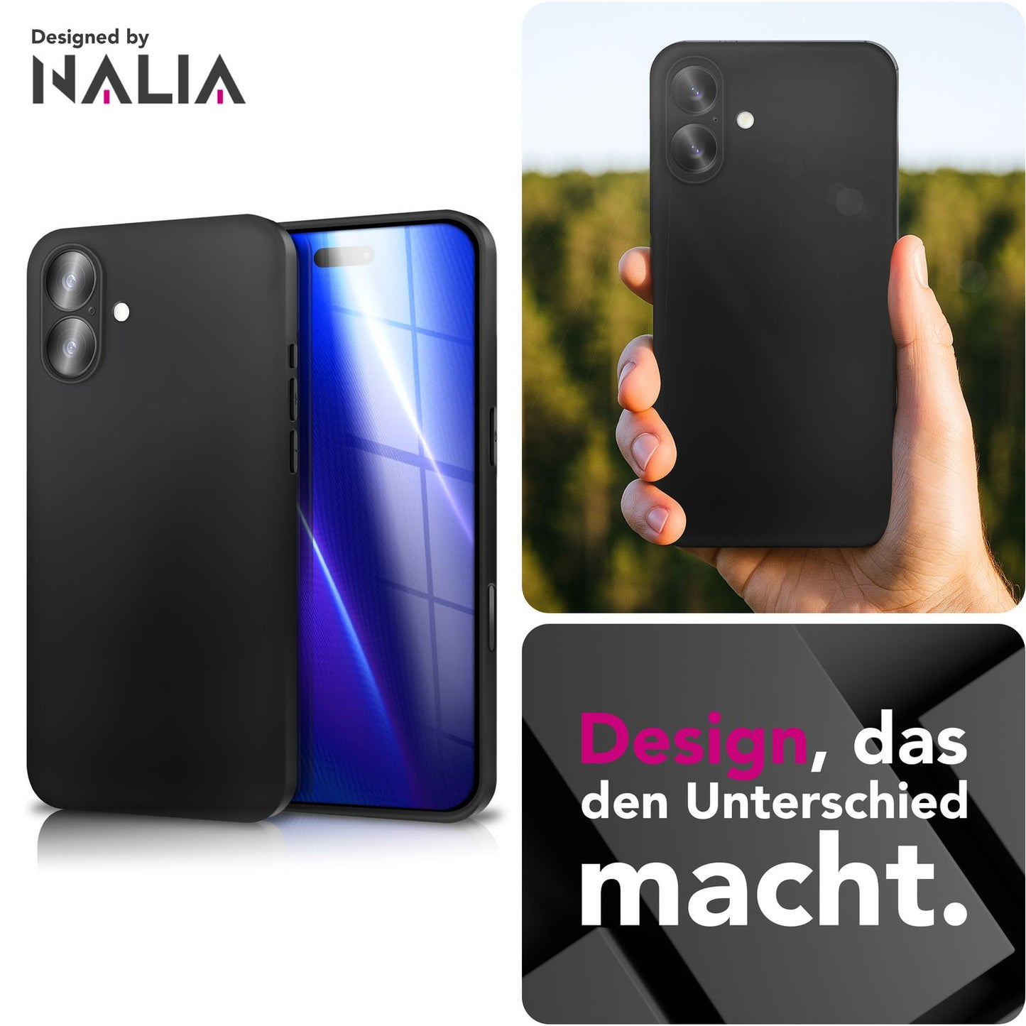 NALIA Hülle Strider für Apple iPhone 17 (Mattes Slim-Case) - 1,28mm Dünn, Flexibles TPU Silikon, Integrierter Tastenschutz, Fingerabdruck-Reduzierend, Handy Schutzhülle - Schwarz