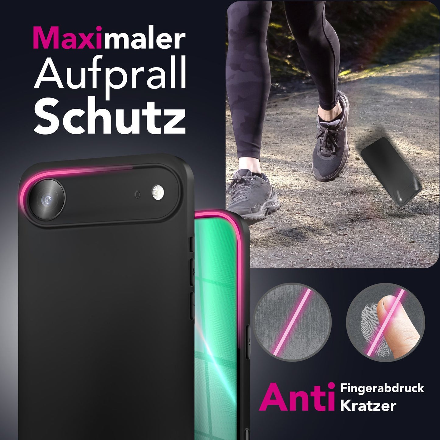 NALIA Hülle Strider für Apple iPhone 17 Air (Mattes Slim-Case) - Ultradünn 1,28mm, Soft-Touch TPU Cover, Geschlossene Tastenabdeckung, Anti-Fingerprint, Handy Schutzhülle - Schwarz