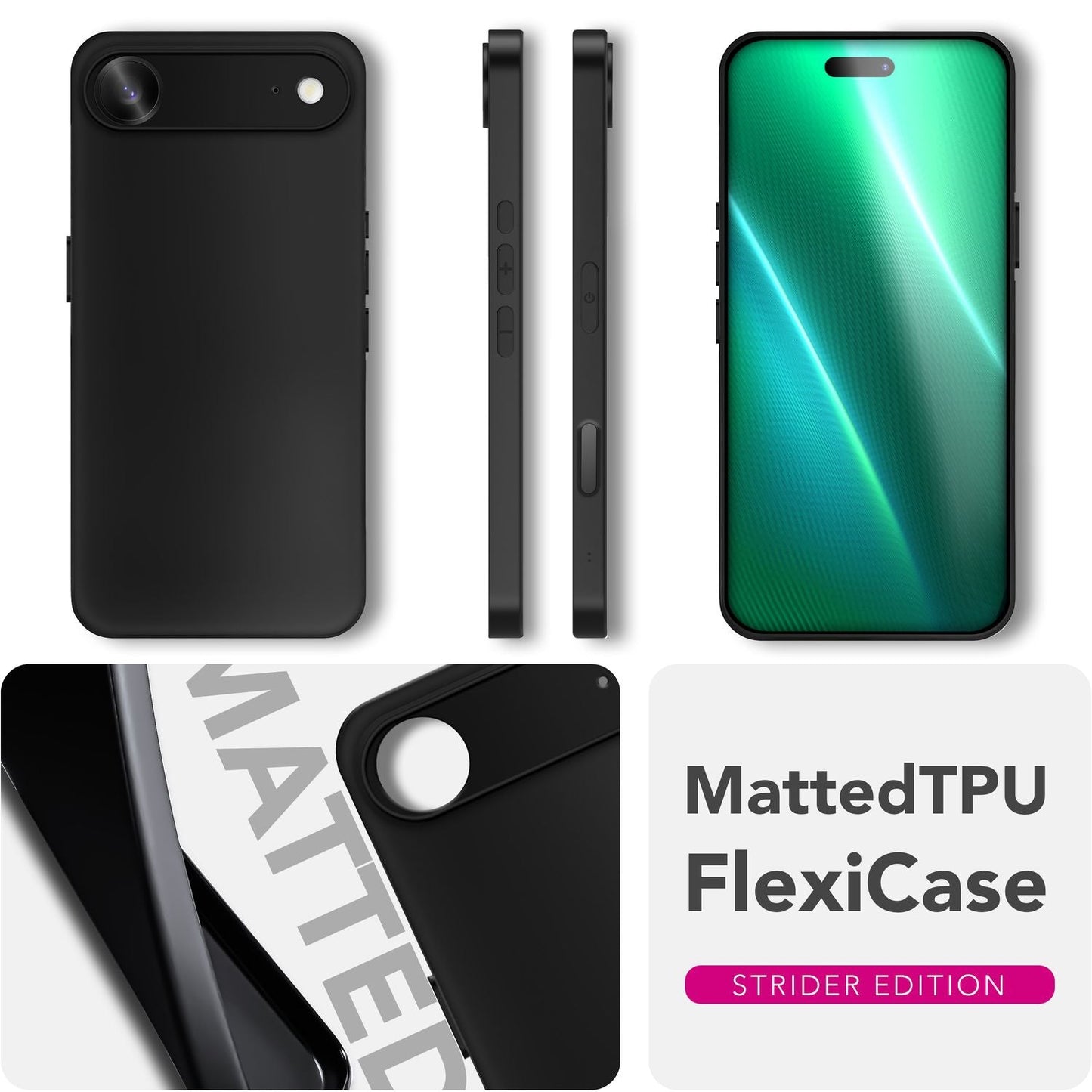 NALIA Hülle Strider für Apple iPhone 17 Air (Mattes Slim-Case) - Ultradünn 1,28mm, Soft-Touch TPU Cover, Geschlossene Tastenabdeckung, Anti-Fingerprint, Handy Schutzhülle - Schwarz