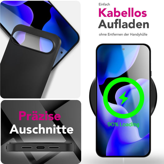 NALIA Hülle Strider für Google Pixel 10 (Mattes Slim-Case) - 1,28mm Dünn, Robustes TPU Silikon Cover, Tasten-Kappen für Staubschutz, Fingerabdruckarm, Handy Schutzhülle - Schwarz