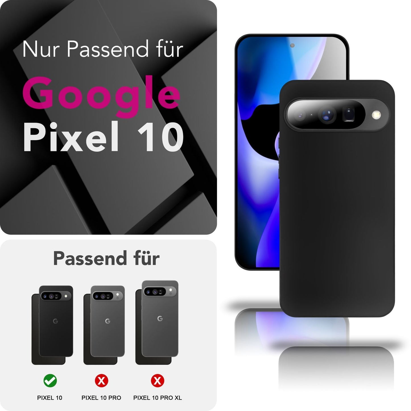 NALIA Hülle Strider für Google Pixel 10 (Mattes Slim-Case) - 1,28mm Dünn, Robustes TPU Silikon Cover, Tasten-Kappen für Staubschutz, Fingerabdruckarm, Handy Schutzhülle - Schwarz