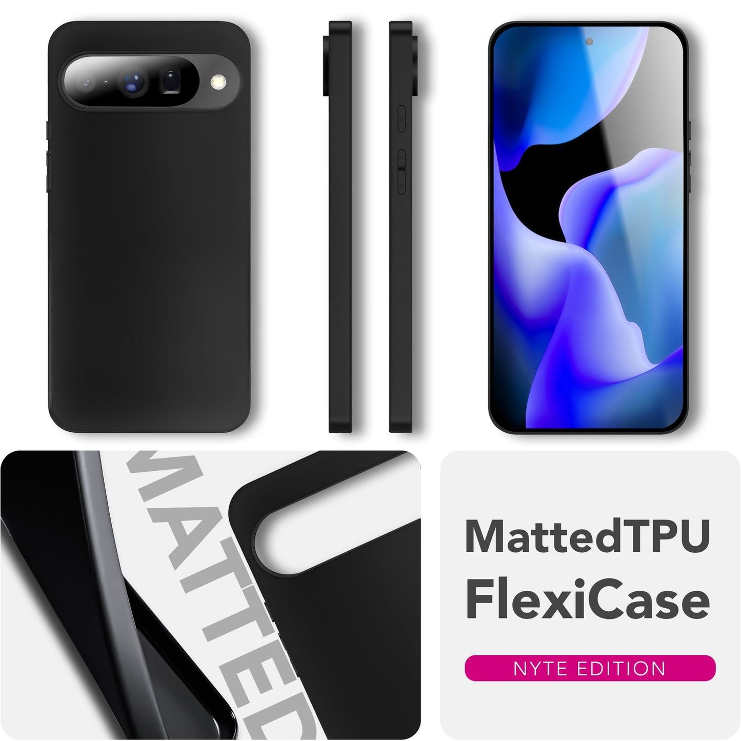 NALIA Hülle Strider für Google Pixel 10 (Mattes Slim-Case) - 1,28mm Dünn, Robustes TPU Silikon Cover, Tasten-Kappen für Staubschutz, Fingerabdruckarm, Handy Schutzhülle - Schwarz