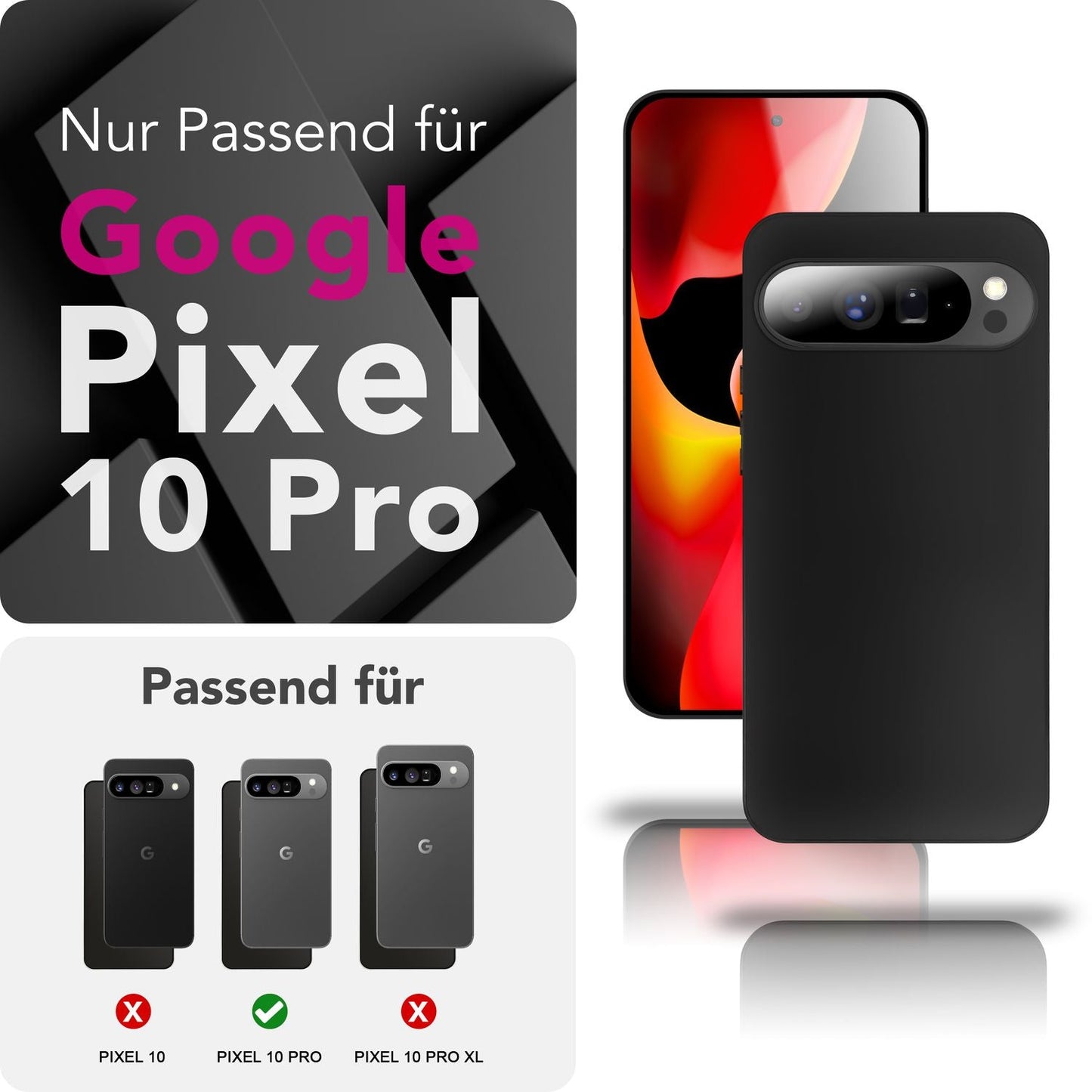 NALIA Hülle Strider für Google Pixel 10 Pro (Mattes Slim-Case) - 1,28mm Schlank, Flexibles TPU, Staubdichte Tasten-Kappen, Anti-Fingerprint Oberfläche, Handy Schutzhülle - Schwarz