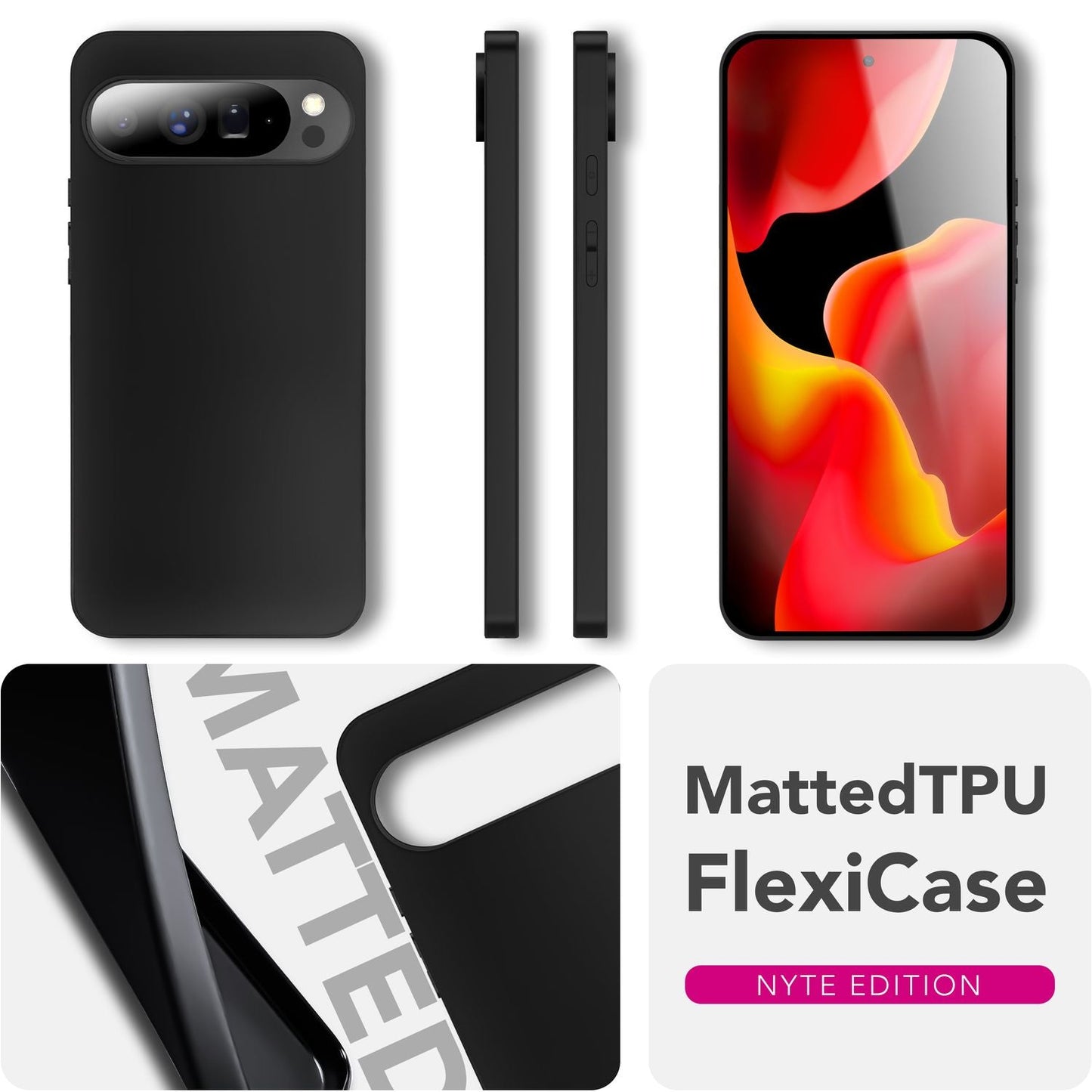 NALIA Hülle Strider für Google Pixel 10 Pro (Mattes Slim-Case) - 1,28mm Schlank, Flexibles TPU, Staubdichte Tasten-Kappen, Anti-Fingerprint Oberfläche, Handy Schutzhülle - Schwarz