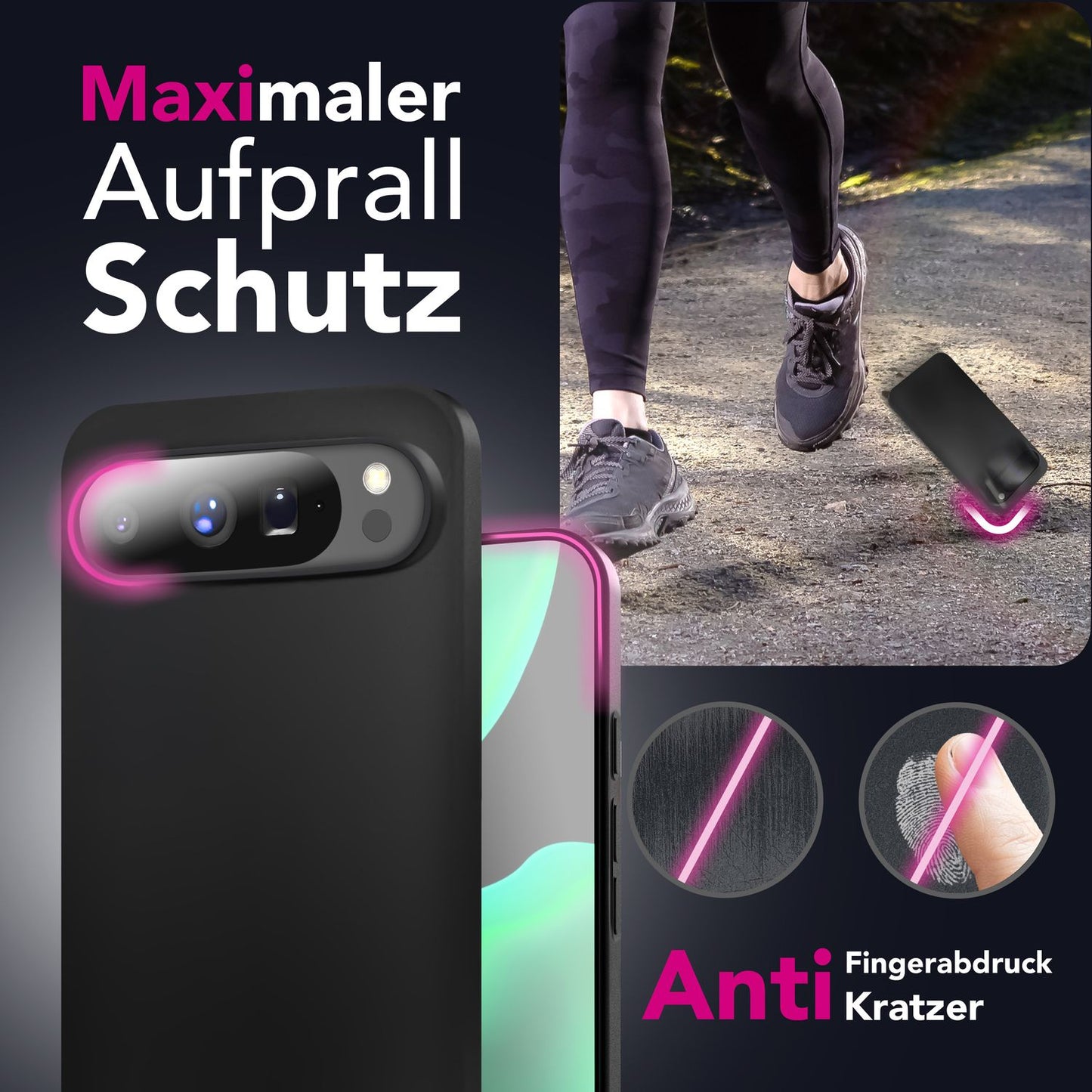 NALIA Hülle Strider für Google Pixel 10 Pro XL (Mattes Slim-Case) - Ultradünn 1,28mm, Flexibles TPU Silikon, Staubschutz-Abdeckung für Tasten, Elegante Handy Schutzhülle - Schwarz