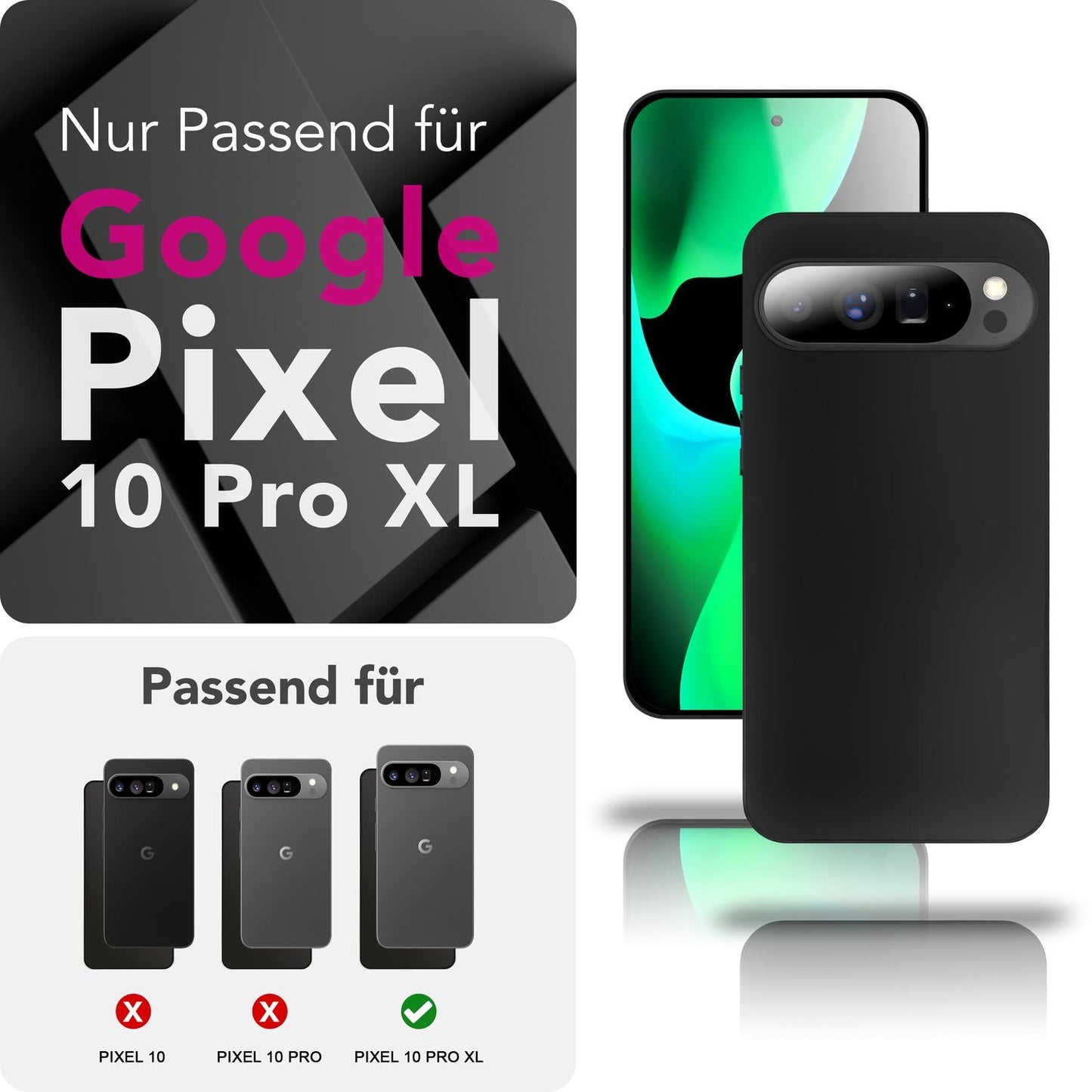 NALIA Hülle Strider für Google Pixel 10 Pro XL (Mattes Slim-Case) - Ultradünn 1,28mm, Flexibles TPU Silikon, Staubschutz-Abdeckung für Tasten, Elegante Handy Schutzhülle - Schwarz