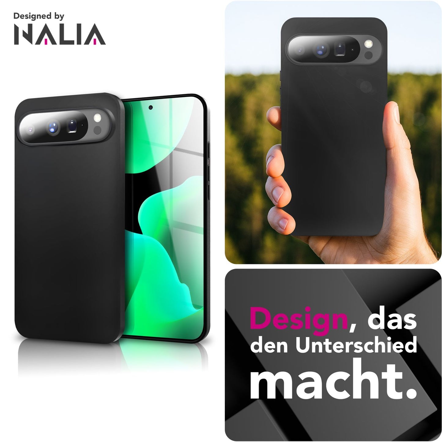 NALIA Hülle Strider für Google Pixel 10 Pro XL (Mattes Slim-Case) - Ultradünn 1,28mm, Flexibles TPU Silikon, Staubschutz-Abdeckung für Tasten, Elegante Handy Schutzhülle - Schwarz