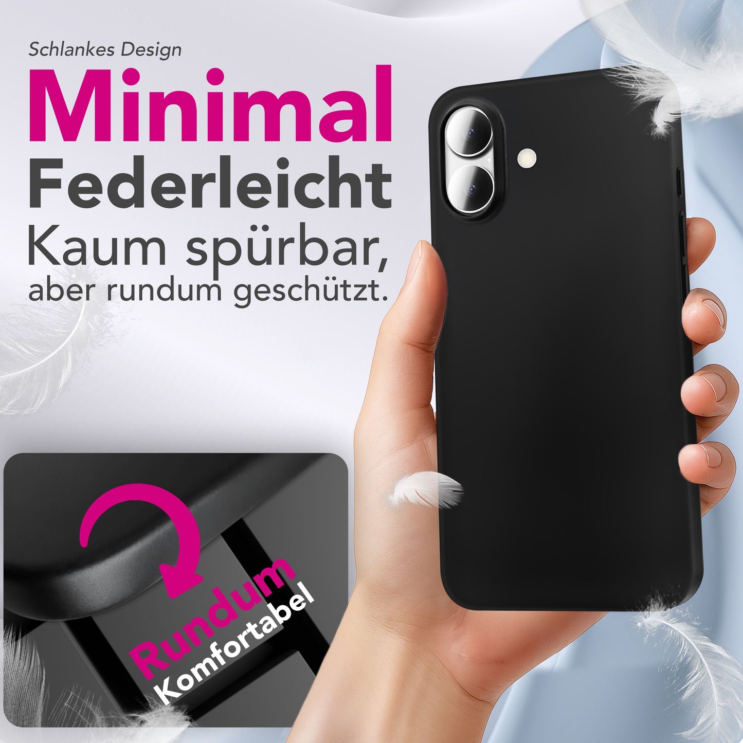 NALIA Phantom Extrem de Subțire și Ușoară - 0,3 mm grosime, Ultra-Ușoară, Anti-amprentă