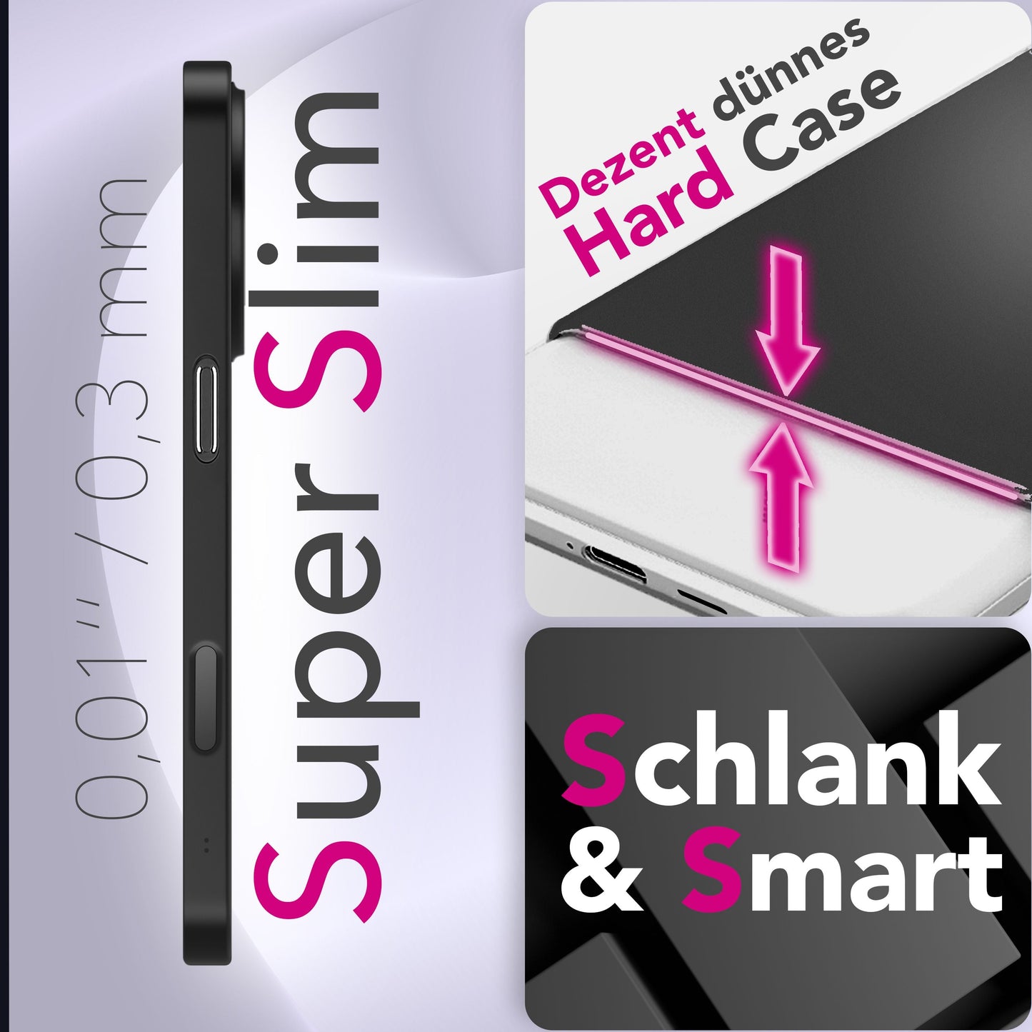 NALIA Phantom Extrem de Subțire și Ușoară - 0,3 mm grosime, Ultra-Ușoară, Anti-amprentă