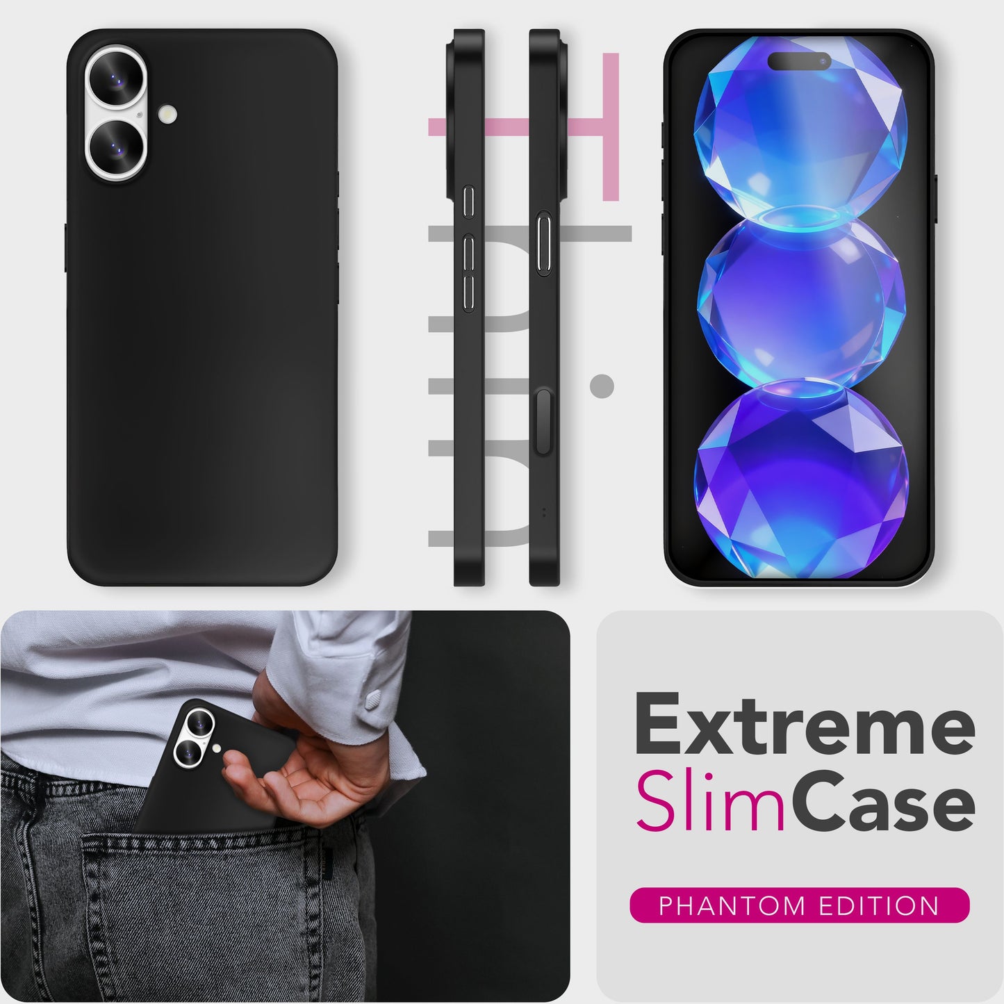 NALIA Phantom Extrem de Subțire și Ușoară - 0,3 mm grosime, Ultra-Ușoară, Anti-amprentă