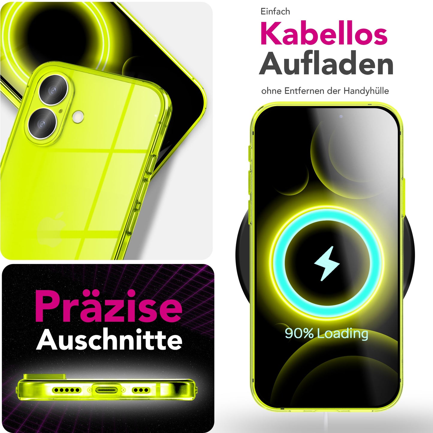 NALIA Hülle Vibe für Apple iPhone 17 (Knallige Farben) - Leuchtendes TPU Case in Neon Optik, Bunt & Semi-Transparent, Anti-Gelb Silikon, Flexible Handyhülle, Schlank