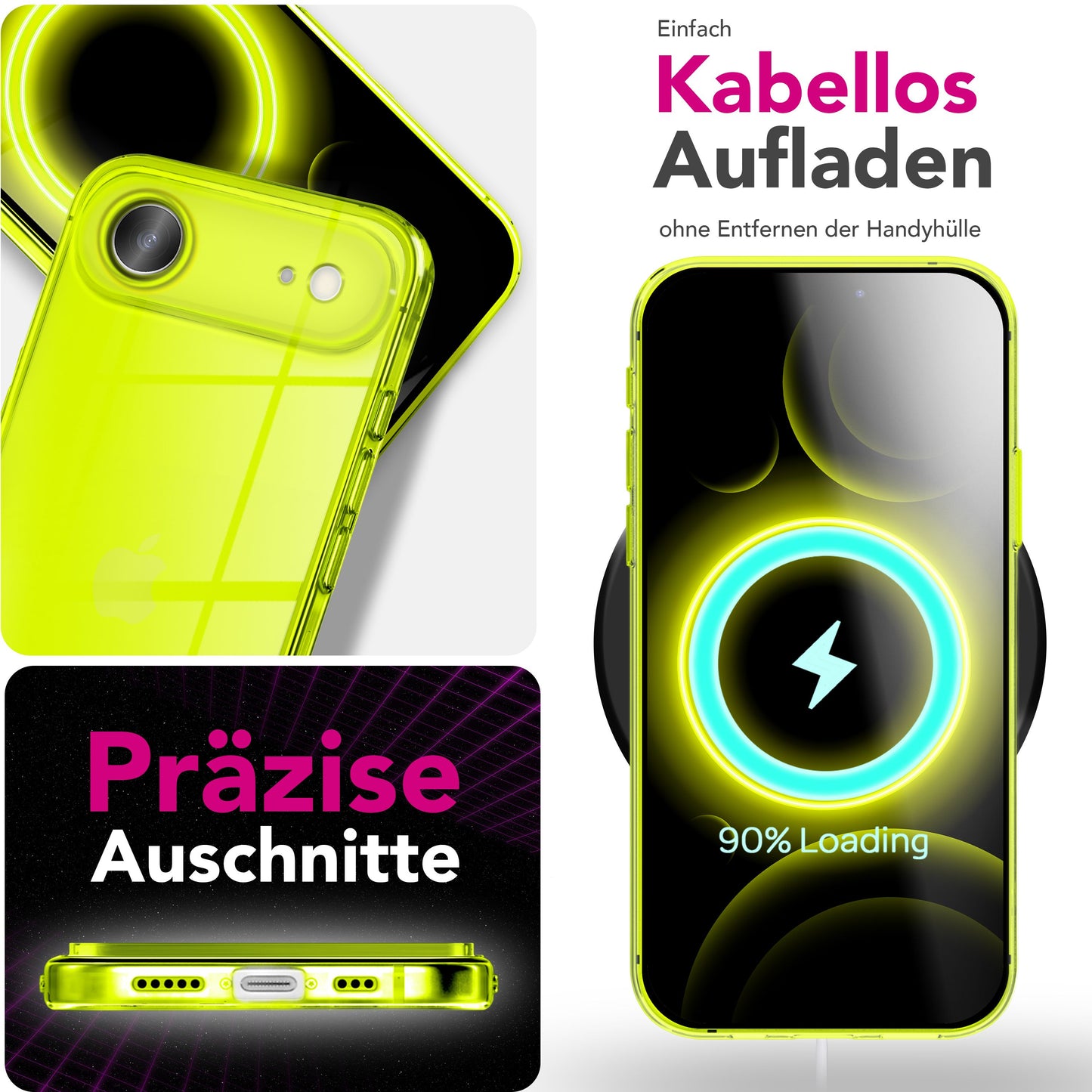 NALIA Hülle Vibe Neon - Größe 6,1 Zoll, TPU, Anti Gelb