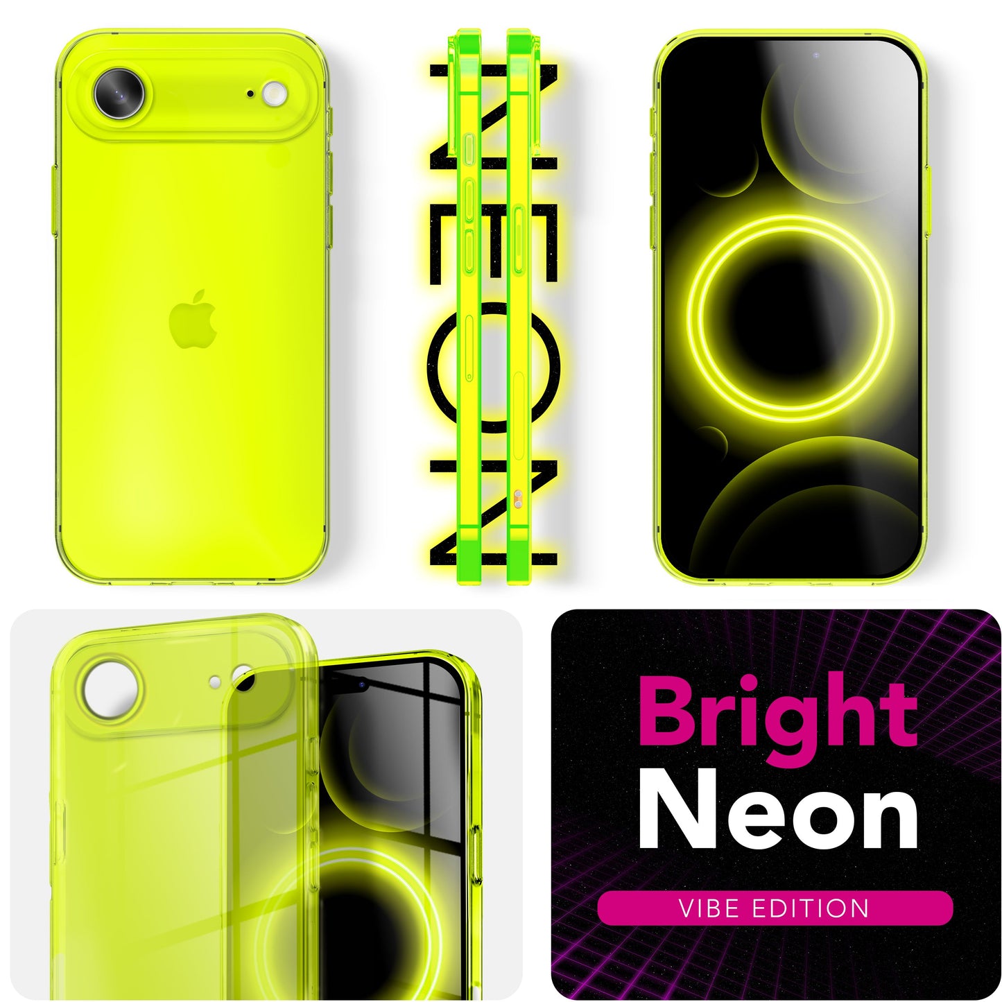 NALIA Hülle Vibe Neon - Größe 6,1 Zoll, TPU, Anti Gelb