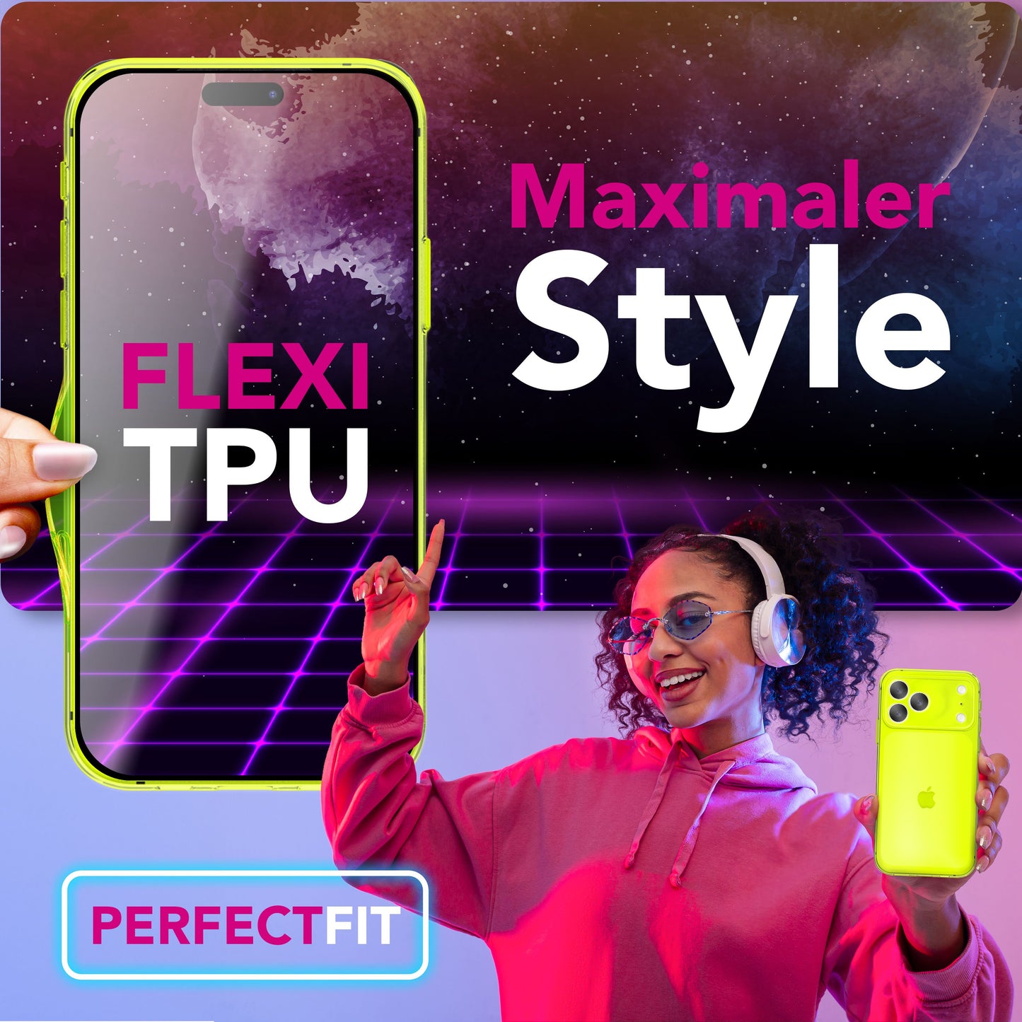 NALIA Hülle Vibe Leuchtende Neonfarben - iPhone 17 Pro Max Größe 6,7 Zoll, TPU Transparent, Anti Gelb