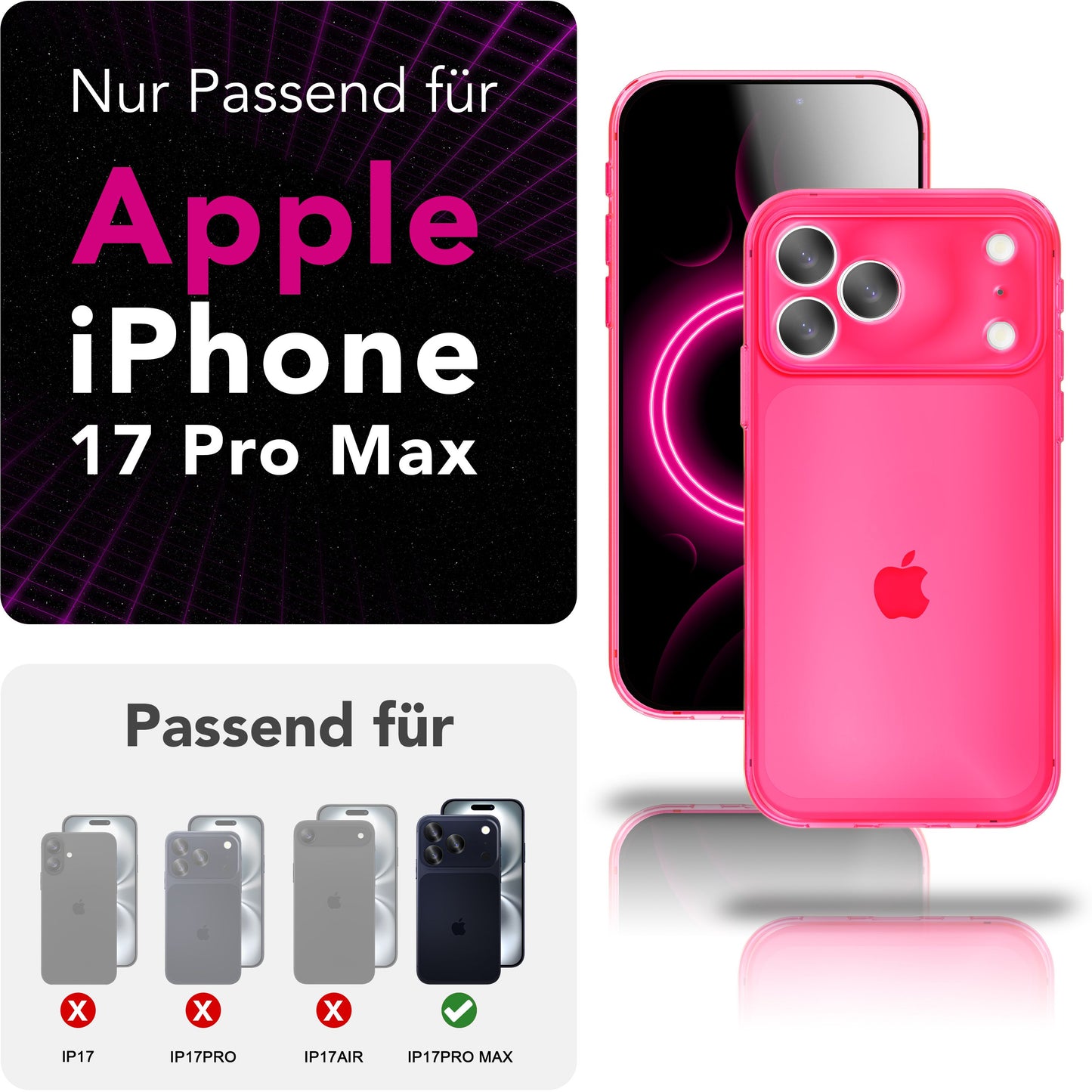 NALIA Hülle Vibe Leuchtende Neonfarben - iPhone 17 Pro Max Größe 6,7 Zoll, TPU Transparent, Anti Gelb