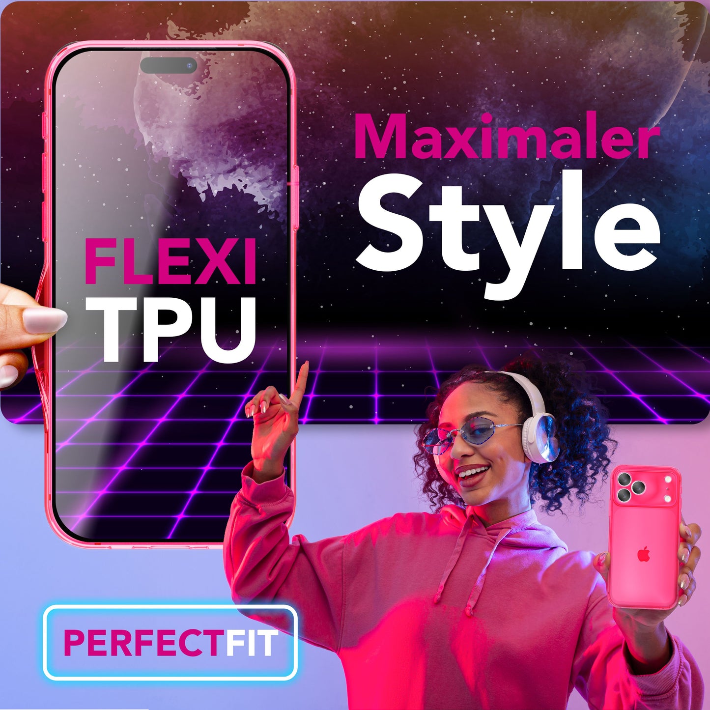 NALIA Hülle Vibe Leuchtende Neonfarben - iPhone 17 Pro Max Größe 6,7 Zoll, TPU Transparent, Anti Gelb