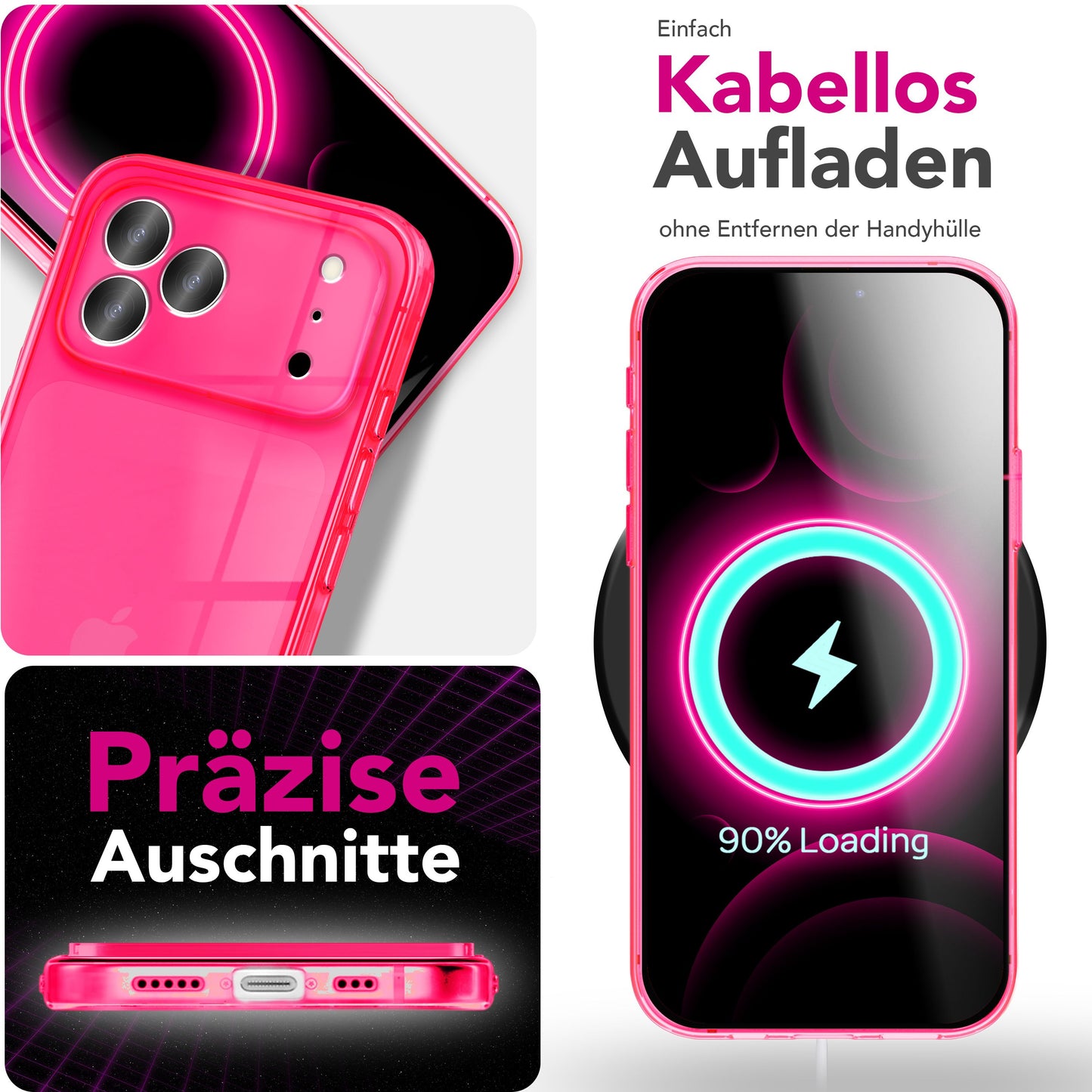 NALIA Hülle Vibe Leuchtende Neonfarben - iPhone 17 Pro Max Größe 6,7 Zoll, TPU Transparent, Anti Gelb