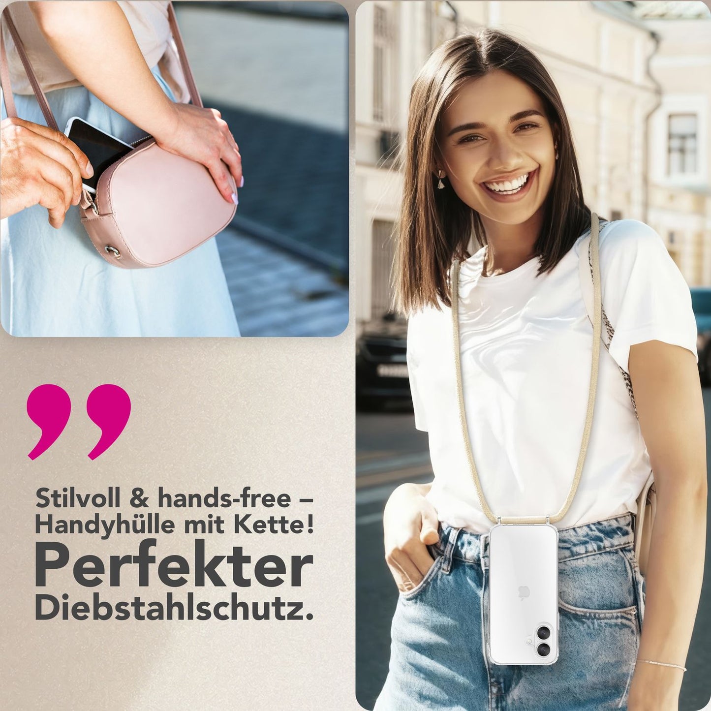 NALIA Hangit Umhängehülle - Klare Hülle Bandlänge 160 Zentimeter Anti Gelb Air Cushion Ecken
