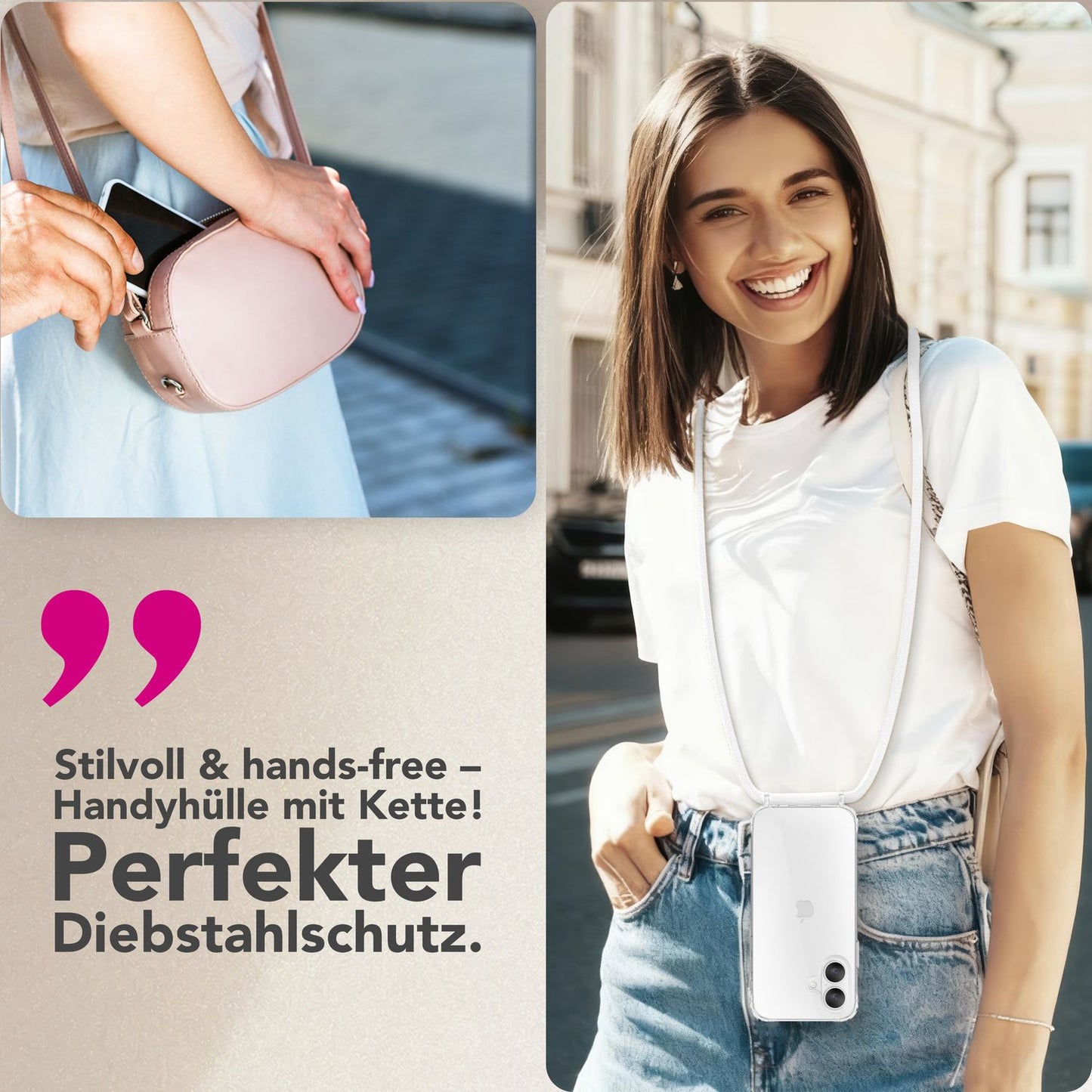NALIA Hangit Umhängehülle - Klare Hülle Bandlänge 160 Zentimeter Anti Gelb Air Cushion Ecken