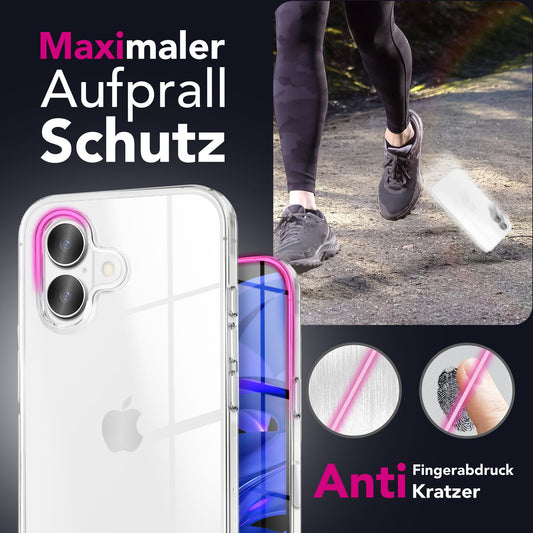 NALIA Hülle 360Guard für Apple iPhone 17 (360° Rundumschutz) - Kristallklare Handyhülle mit Frontfolie & Rückschale, Transparent & Anti-Gelb, Schlanker Komplettschutz, Displayhülle