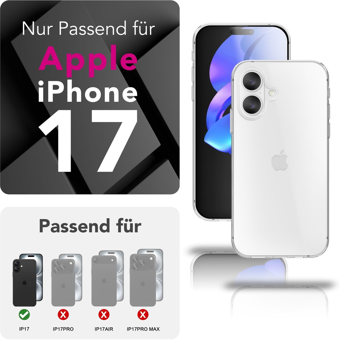 NALIA Hülle 360Guard für Apple iPhone 17 (360° Rundumschutz) - Kristallklare Handyhülle mit Frontfolie & Rückschale, Transparent & Anti-Gelb, Schlanker Komplettschutz, Displayhülle