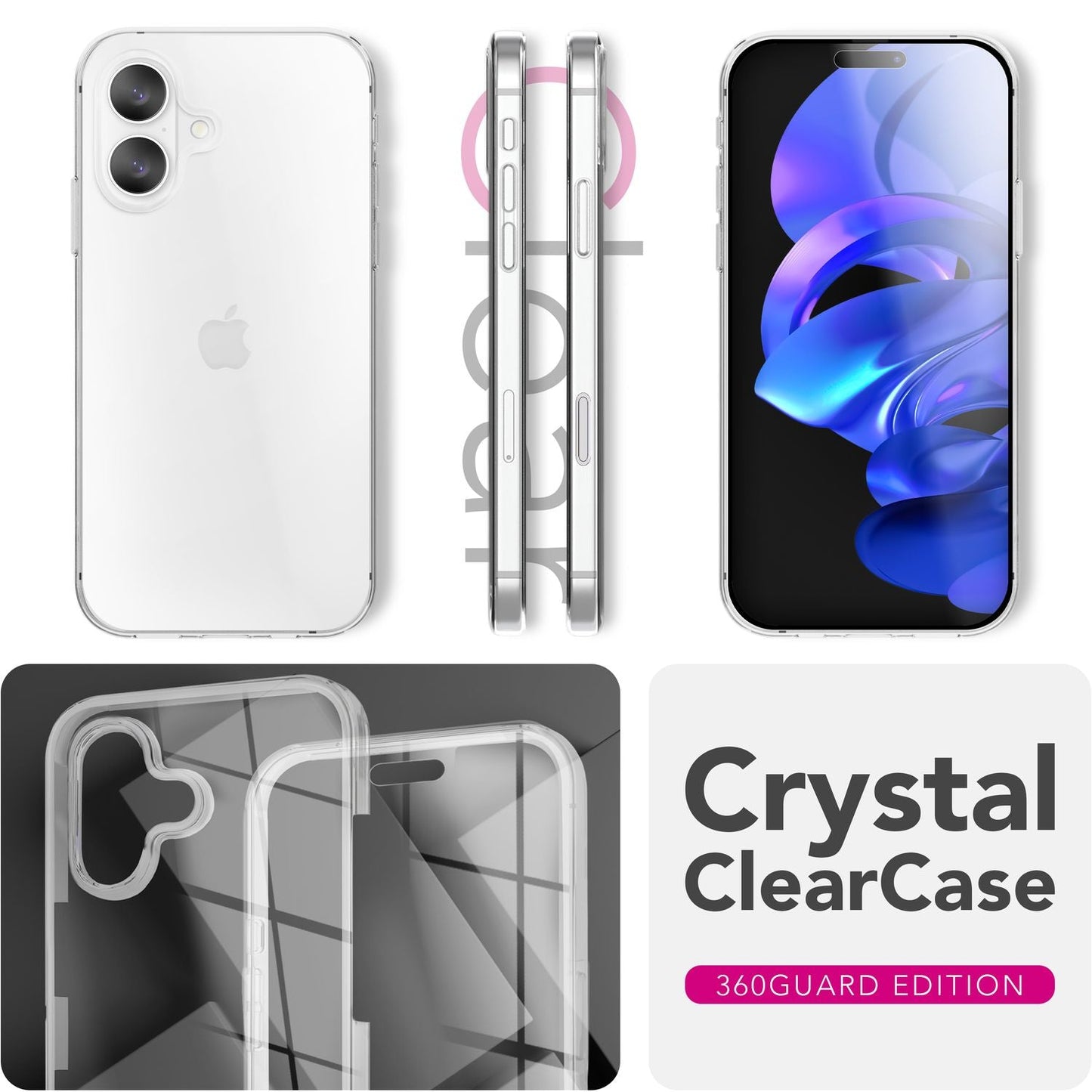 NALIA Hülle 360Guard für Apple iPhone 17 (360° Rundumschutz) - Kristallklare Handyhülle mit Frontfolie & Rückschale, Transparent & Anti-Gelb, Schlanker Komplettschutz, Displayhülle