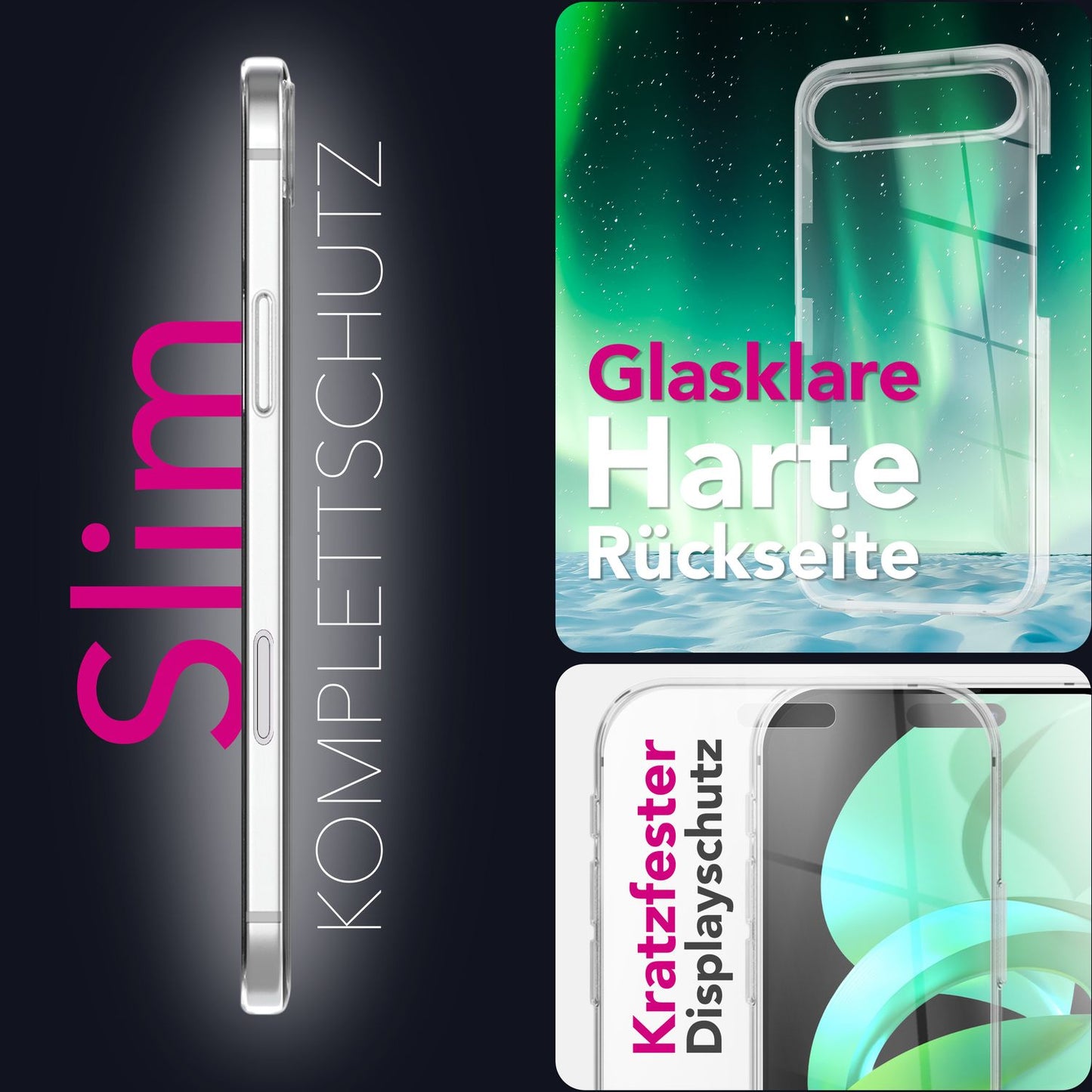 NALIA 360Guard Hülle - 360 Rundumschutz Transparent Displayfolie Dicke 0,8 Millimeter Kratzfest Anti Gelb