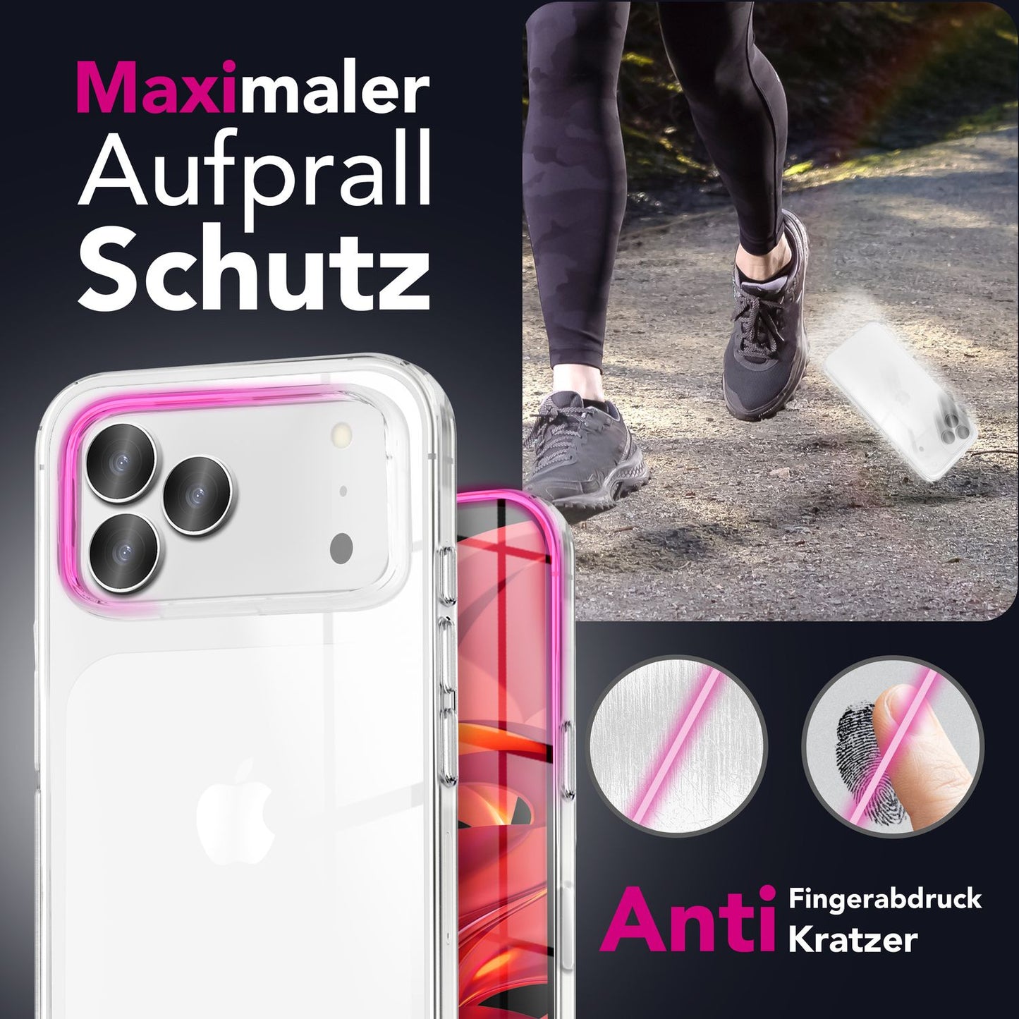 NALIA 360Guard IPhone 17 Pro Hülle - 360° Rundumschutz, Harte Rückseite, Frontfolie