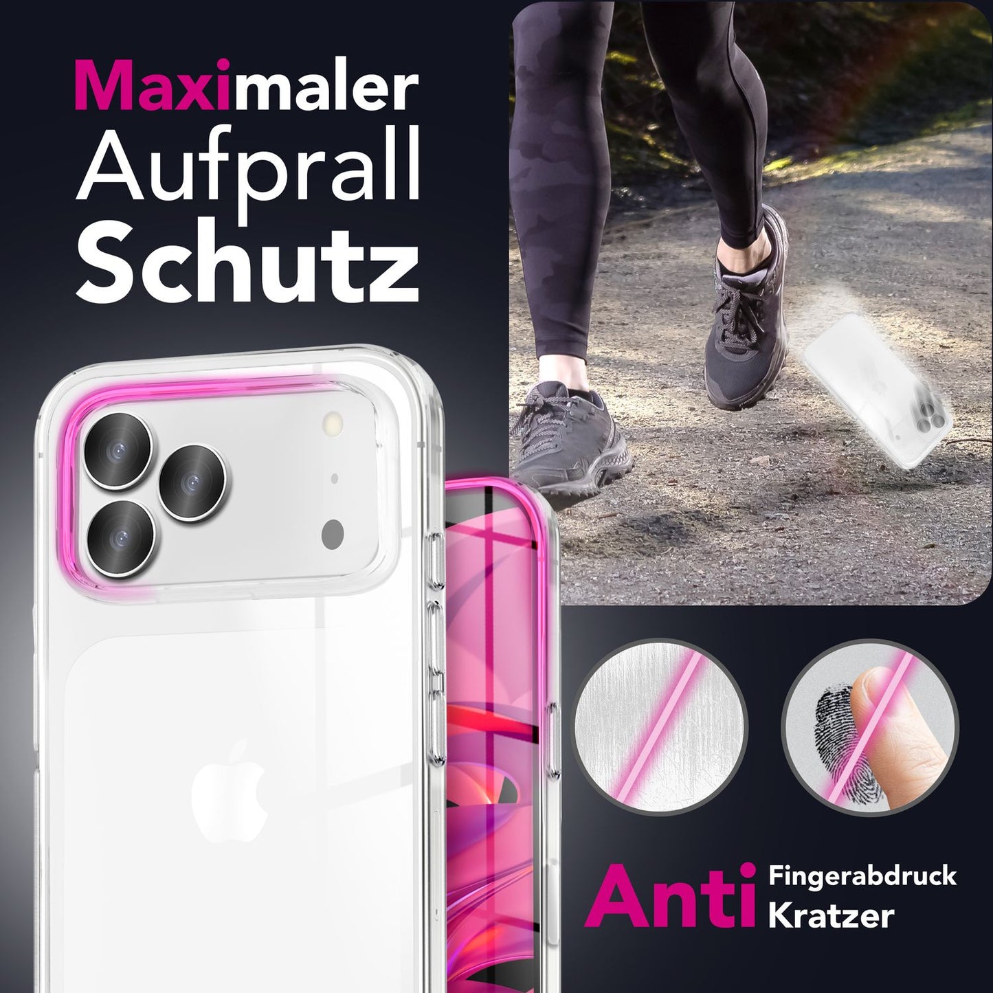 NALIA 360Guard Transparent Rundumschutz - Passend Für IPhone 17 Pro Max, Kratzfeste PC-Rückseite, Gehärtete Displayfolie