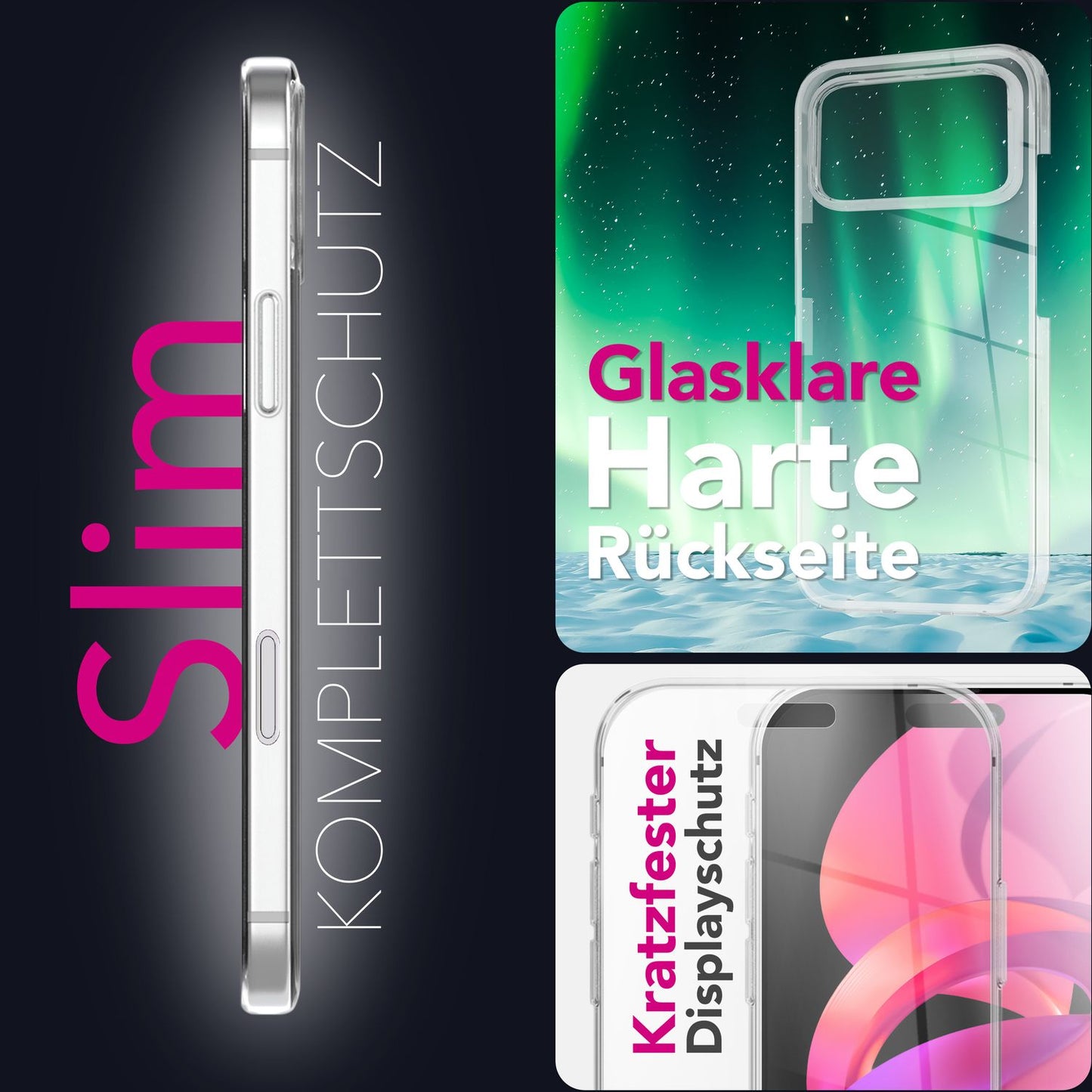 NALIA 360Guard Transparent Rundumschutz - Passend Für IPhone 17 Pro Max, Kratzfeste PC-Rückseite, Gehärtete Displayfolie