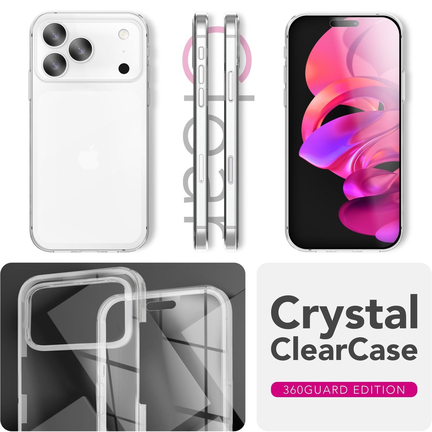 NALIA 360Guard Transparent Rundumschutz - Passend Für IPhone 17 Pro Max, Kratzfeste PC-Rückseite, Gehärtete Displayfolie