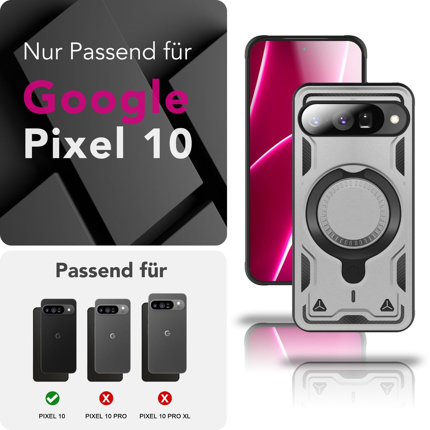 NALIA Hülle Stormguard für Google Pixel 10 (Unzerstörbare Panzerhülle mit MagSafe), Stoßfestes Fallschutz Cover im Military Style, 360° Ring, Outdoor Schutzhülle