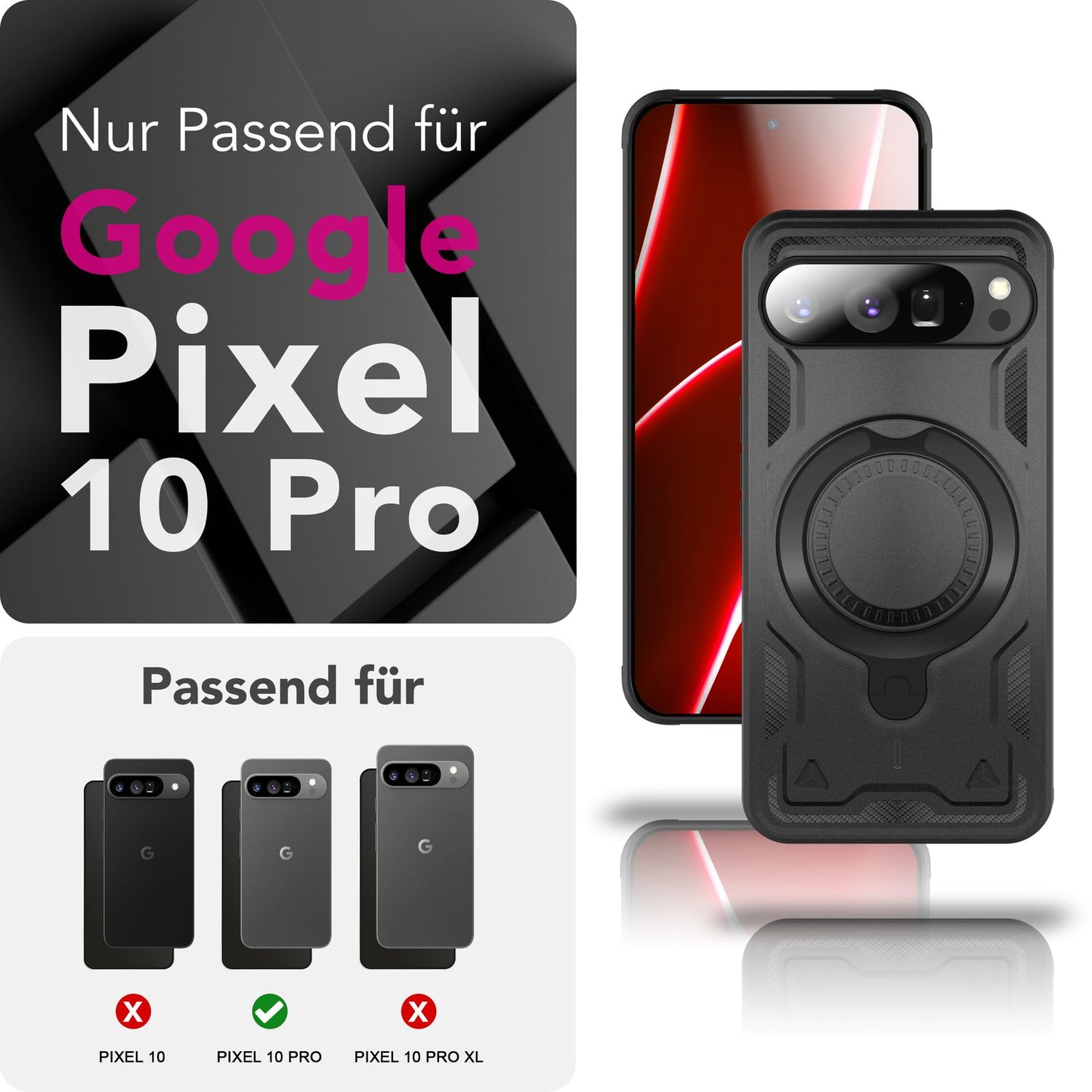 NALIA Hülle Stormguard für Google Pixel 10 Pro (Unzerstörbare Panzerhülle mit MagSafe), Schlagfeste Schutzhülle im Military Look, 360° Ring Ständer, Outdoor Cover