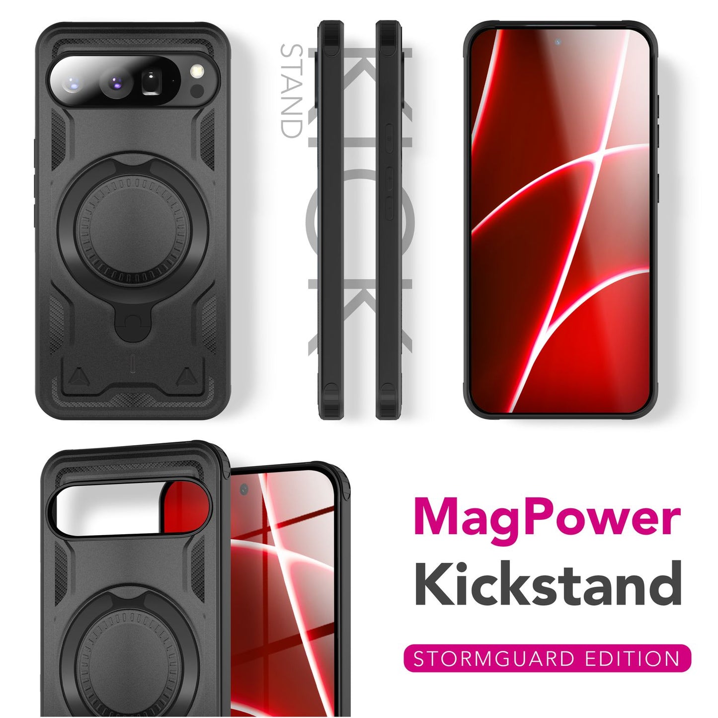 NALIA Hülle Stormguard für Google Pixel 10 Pro (Unzerstörbare Panzerhülle mit MagSafe), Schlagfeste Schutzhülle im Military Look, 360° Ring Ständer, Outdoor Cover