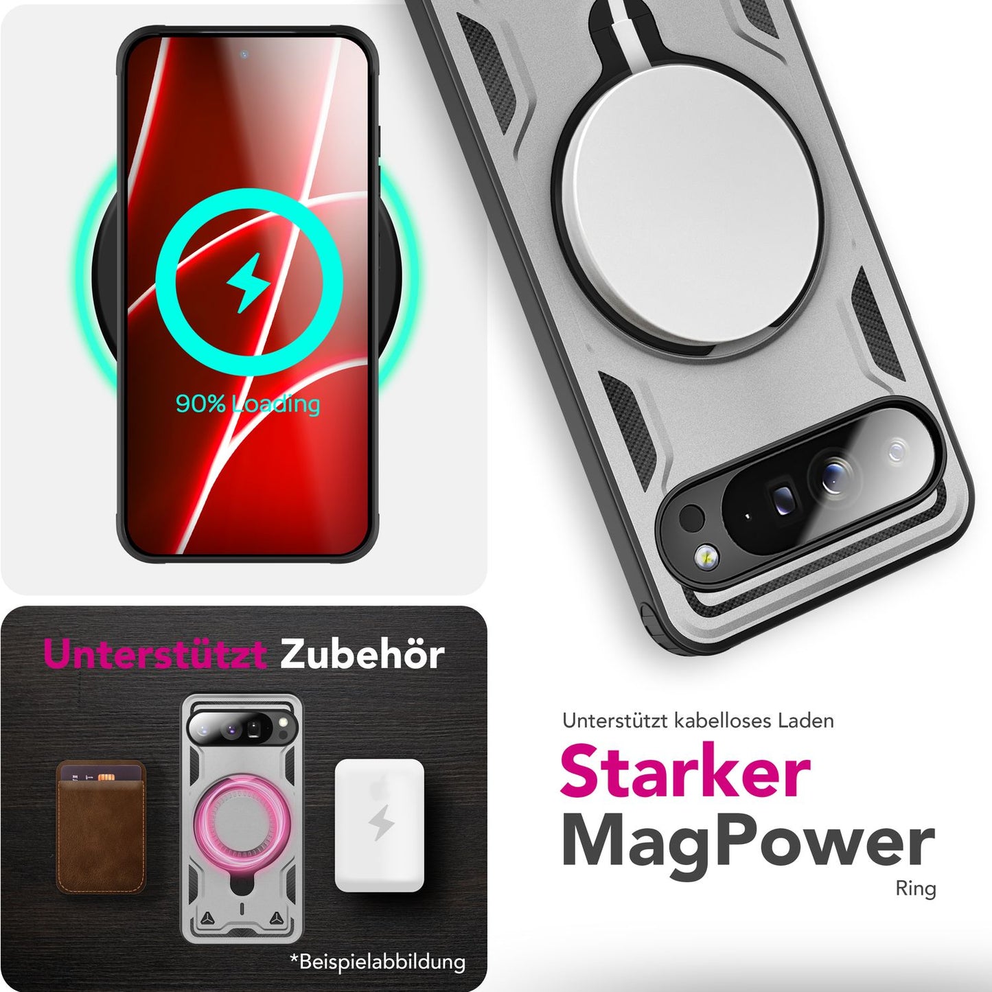 NALIA Hülle Stormguard für Google Pixel 10 Pro (Unzerstörbare Panzerhülle mit MagSafe), Schlagfeste Schutzhülle im Military Look, 360° Ring Ständer, Outdoor Cover