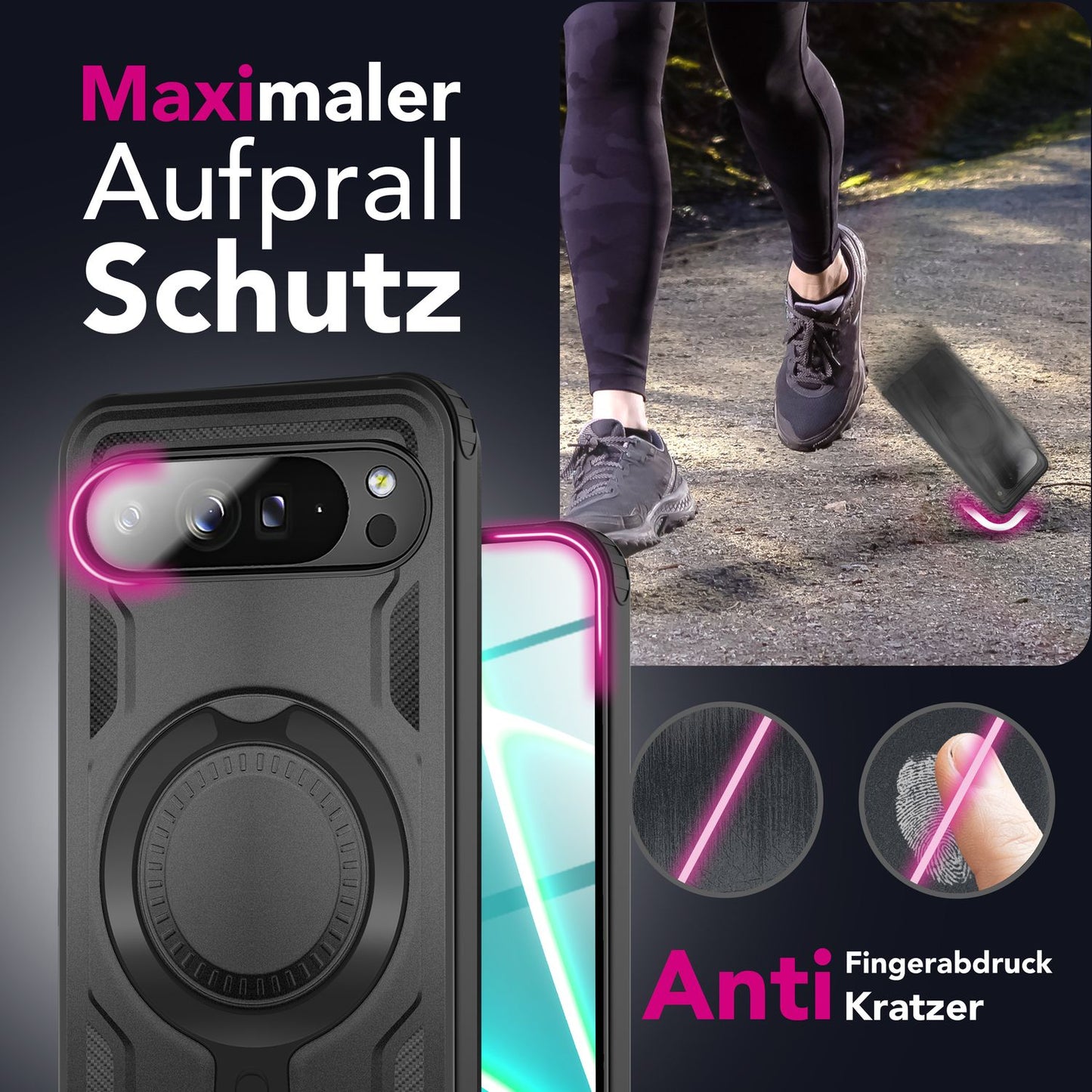 NALIA Hülle Stormguard für Google Pixel 10 Pro XL (Unzerstörbare Panzerhülle mit MagSafe), Stoßfeste Outdoor Schutzhülle im Military Style, 360° Dreh-Ring & Ständer