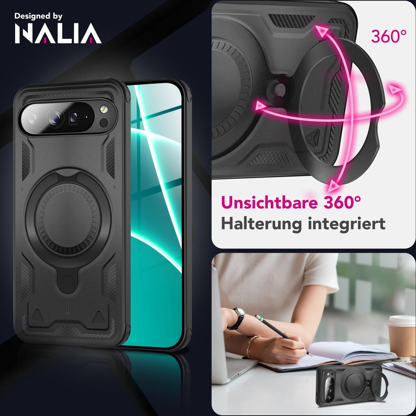 NALIA Hülle Stormguard für Google Pixel 10 Pro XL (Unzerstörbare Panzerhülle mit MagSafe), Stoßfeste Outdoor Schutzhülle im Military Style, 360° Dreh-Ring & Ständer