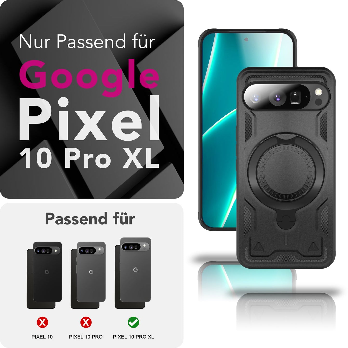 NALIA Hülle Stormguard für Google Pixel 10 Pro XL (Unzerstörbare Panzerhülle mit MagSafe), Stoßfeste Outdoor Schutzhülle im Military Style, 360° Dreh-Ring & Ständer