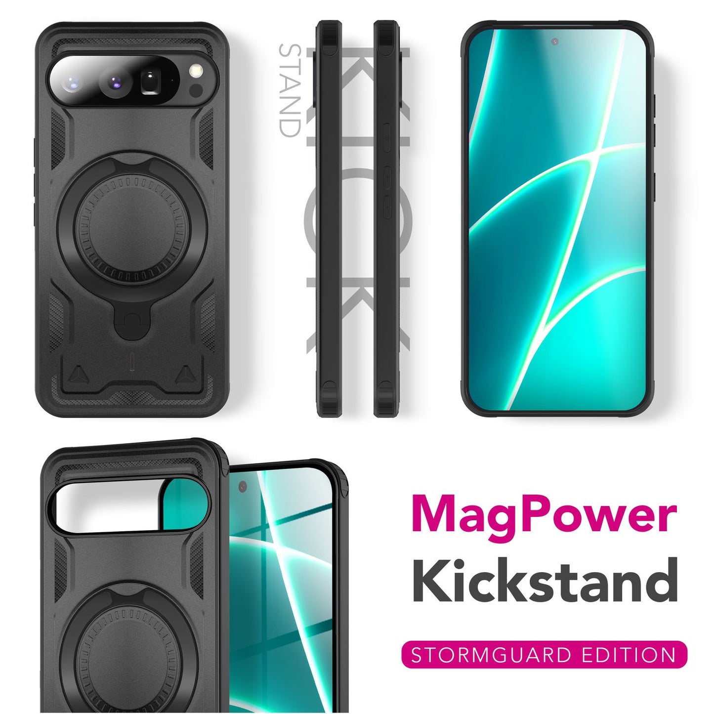 NALIA Hülle Stormguard für Google Pixel 10 Pro XL (Unzerstörbare Panzerhülle mit MagSafe), Stoßfeste Outdoor Schutzhülle im Military Style, 360° Dreh-Ring & Ständer