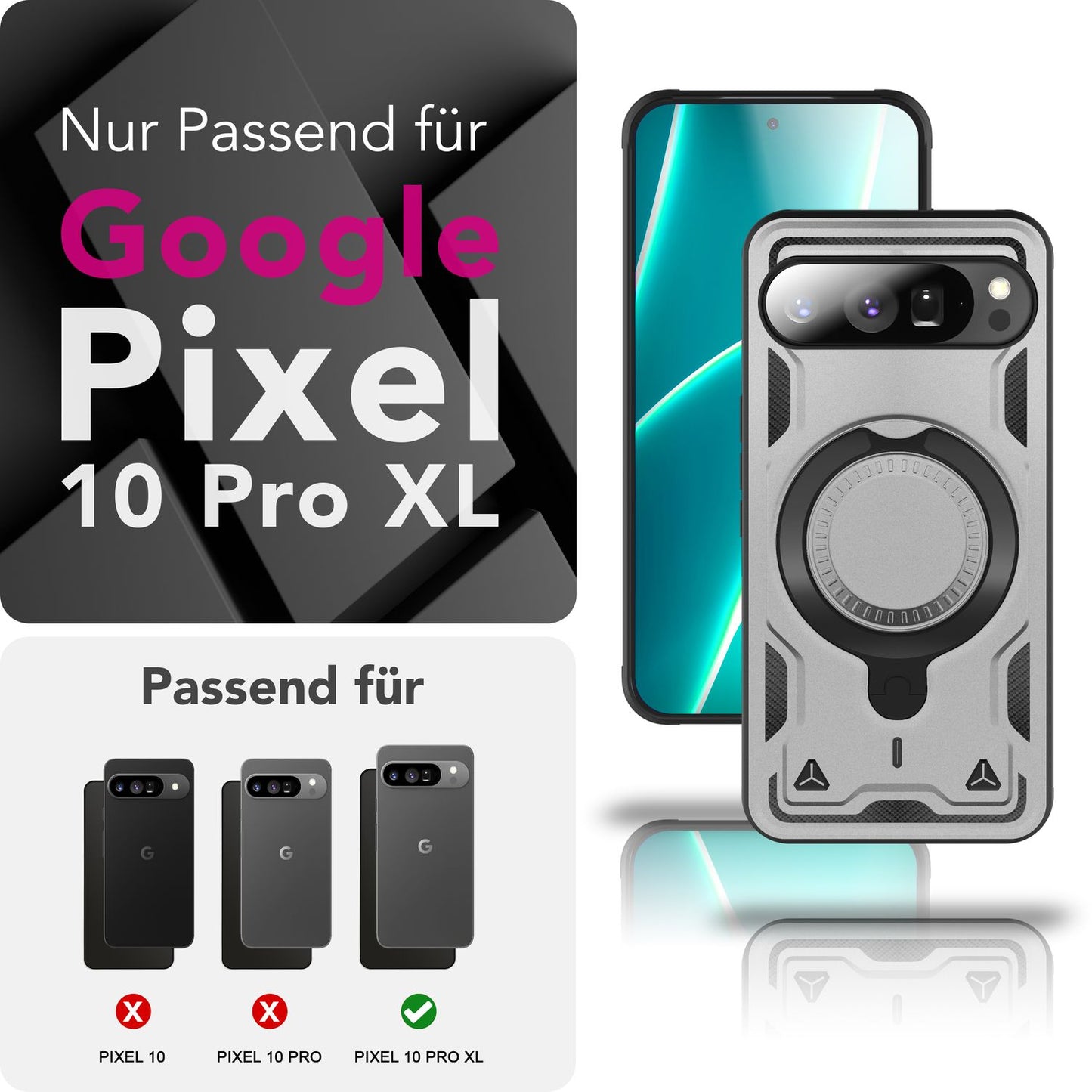NALIA Hülle Stormguard für Google Pixel 10 Pro XL (Unzerstörbare Panzerhülle mit MagSafe), Stoßfeste Outdoor Schutzhülle im Military Style, 360° Dreh-Ring & Ständer