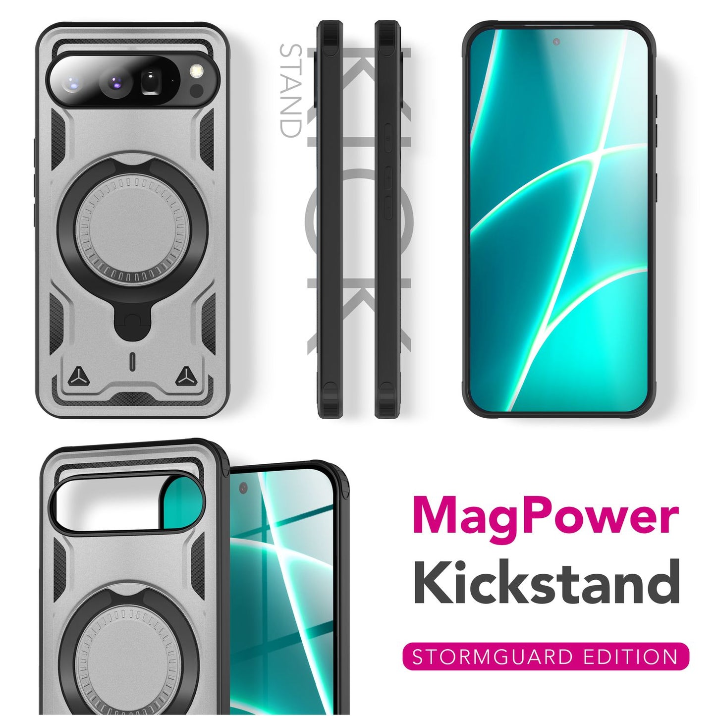 NALIA Hülle Stormguard für Google Pixel 10 Pro XL (Unzerstörbare Panzerhülle mit MagSafe), Stoßfeste Outdoor Schutzhülle im Military Style, 360° Dreh-Ring & Ständer