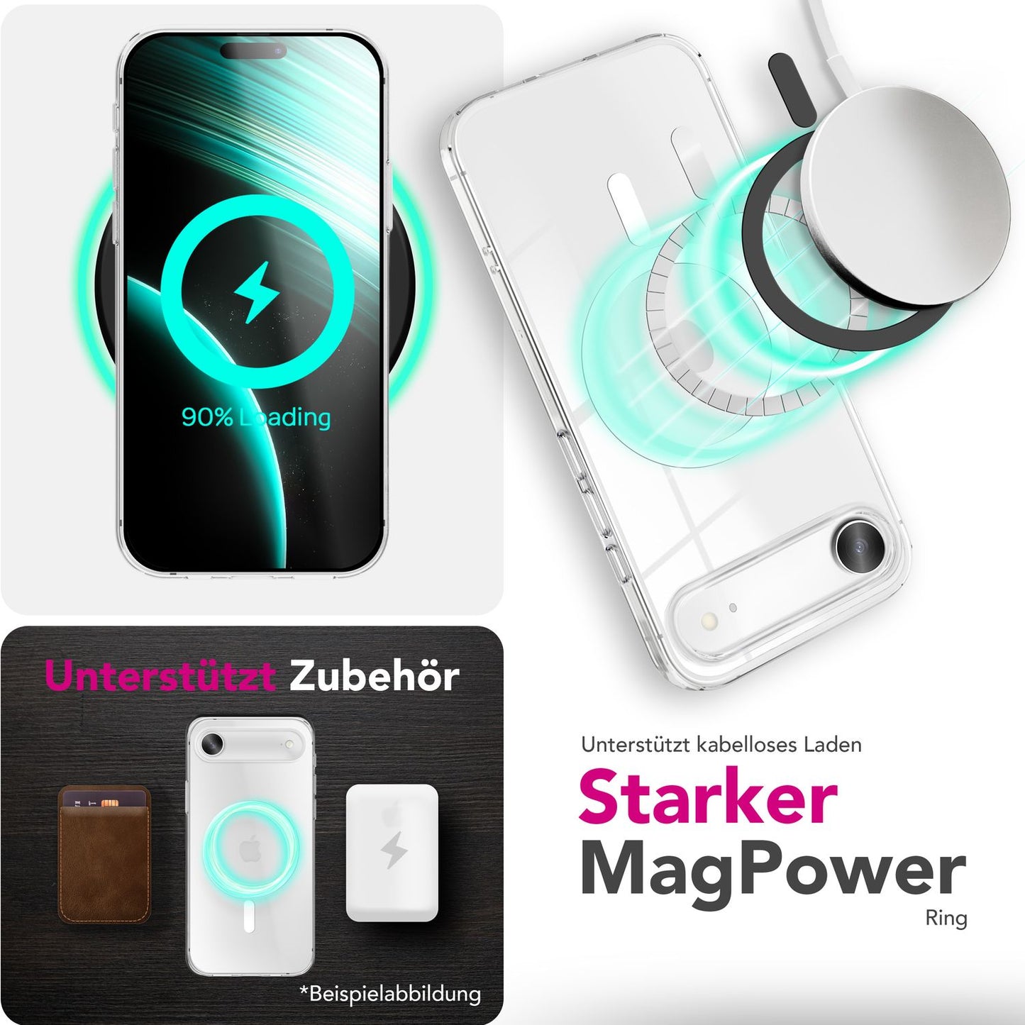 NALIA Lumex MagPower Crystal Clear - Compatibil cu MagSafe, Anti-îngălbenire