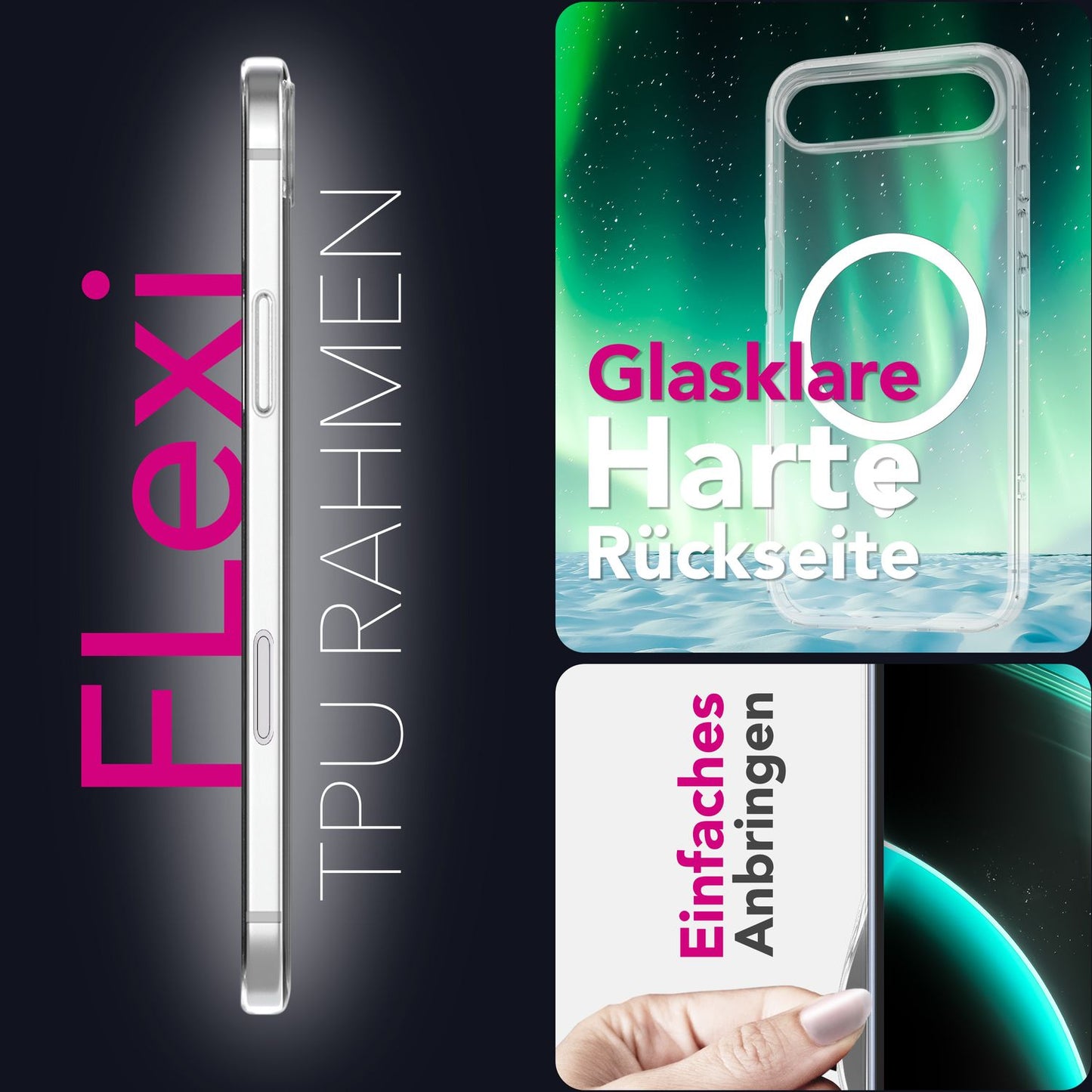 NALIA Lumex MagPower Crystal Clear - Compatibil cu MagSafe, Anti-îngălbenire