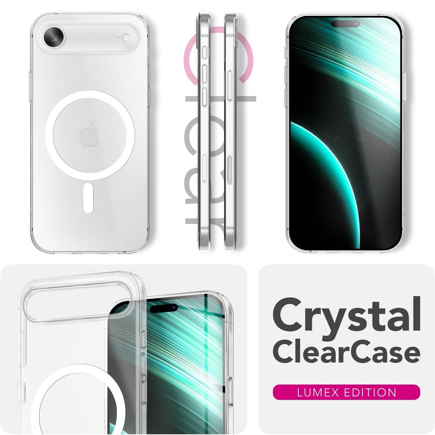 NALIA Lumex MagPower Crystal Clear - Compatibil cu MagSafe, Anti-îngălbenire