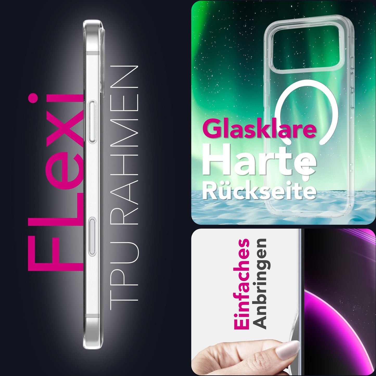 Carcasă NALIA Lumex MagPower - Carcasă subțire din PC, transparentă, cu spate MagSafe, cadru TPU