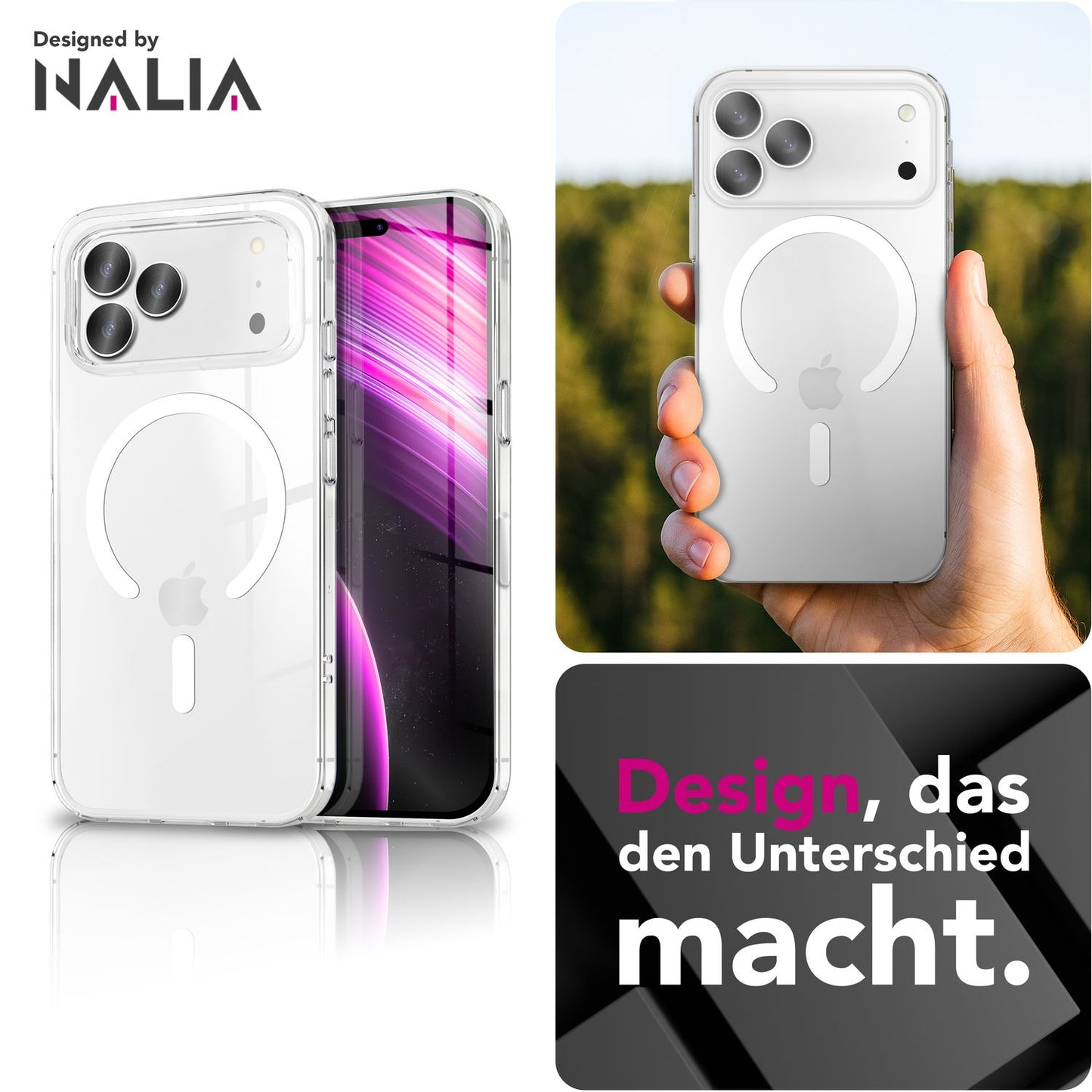 Carcasă NALIA Lumex MagPower - Carcasă subțire din PC, transparentă, cu spate MagSafe, cadru TPU